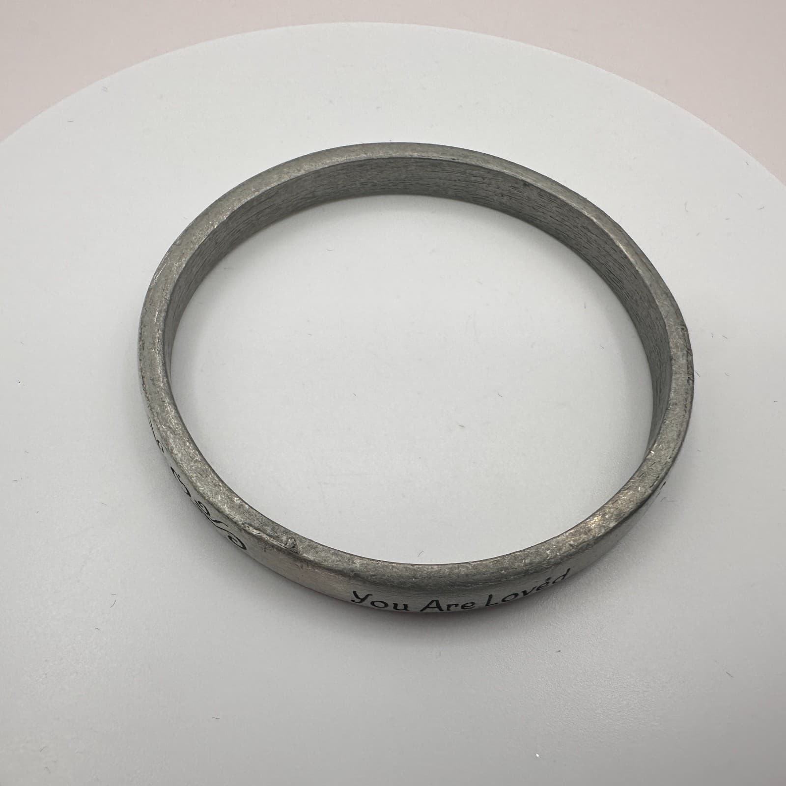 Vintage 90s Silver Tone You Are Loved Heart Bracelet Women's Classic Jewelry - Thumbnail 3