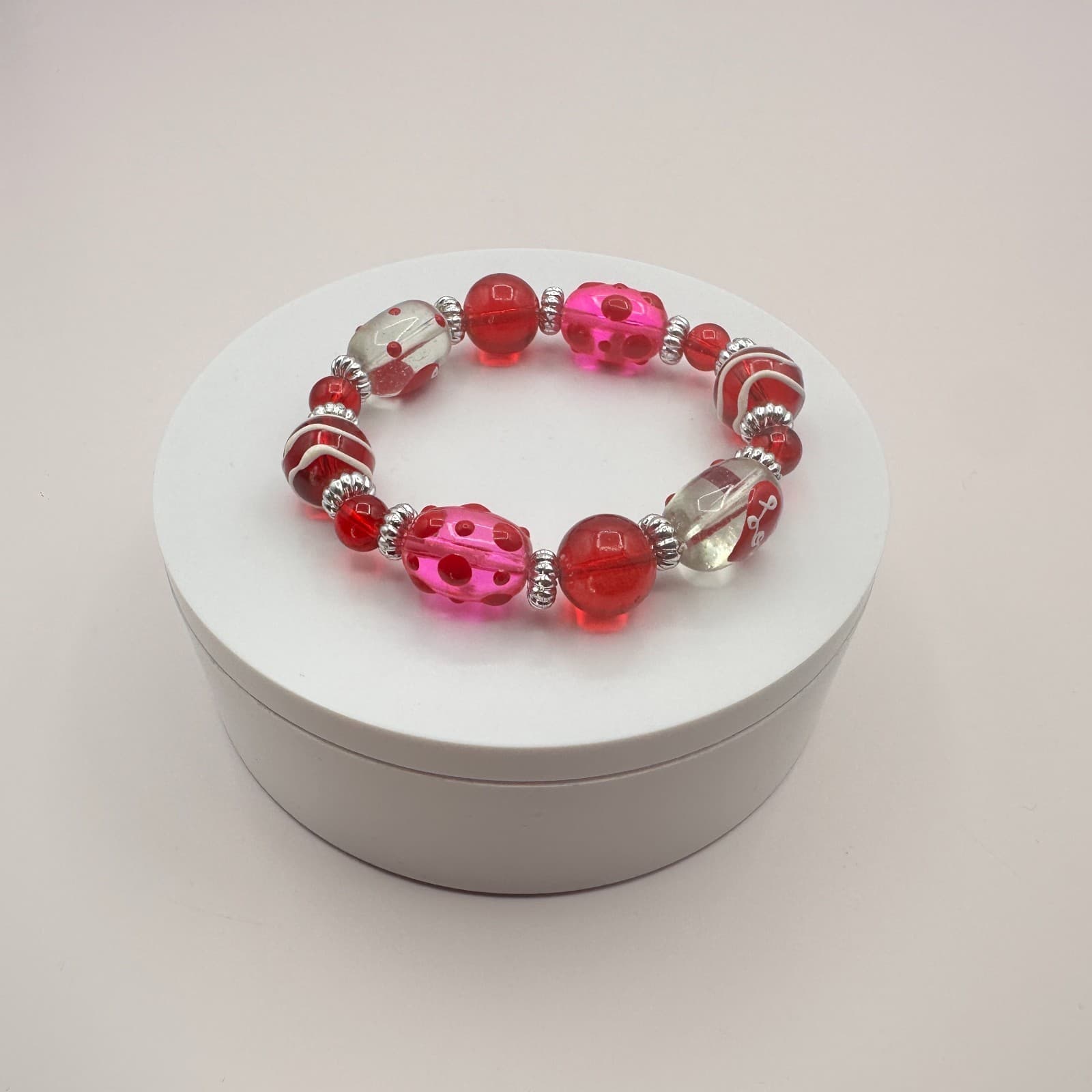 Vintage Y2K Silver Tone Beaded Polka Dot Bracelet Women's Classic Jewelry - Thumbnail 6