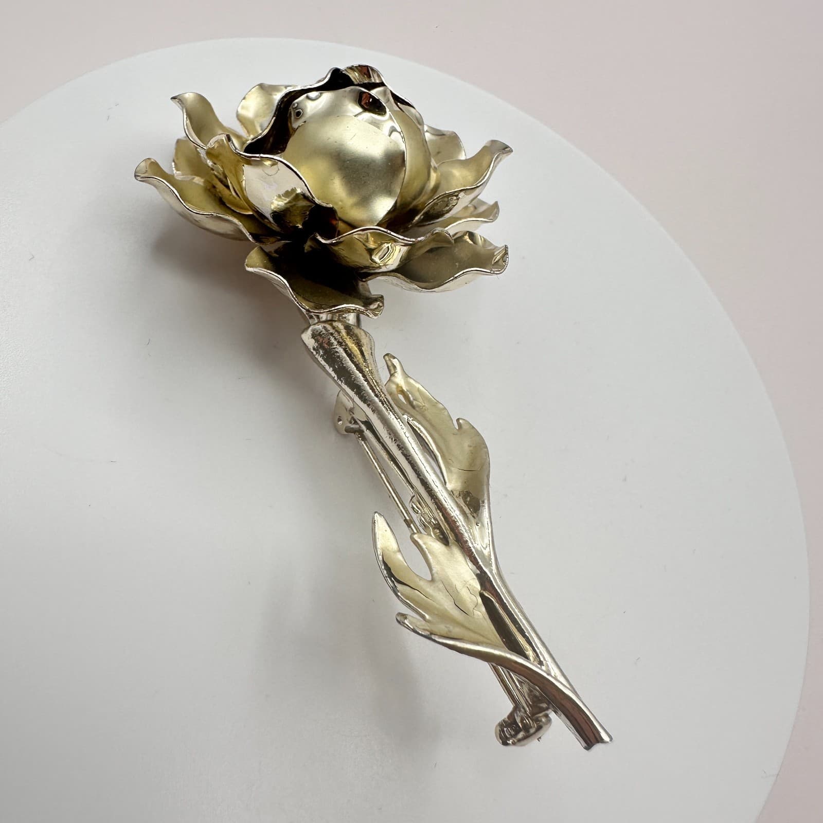Vintage Y2K Gold Tone Rose Floral Brooch Pin Retro Women's Classic Jewelry - Thumbnail 5