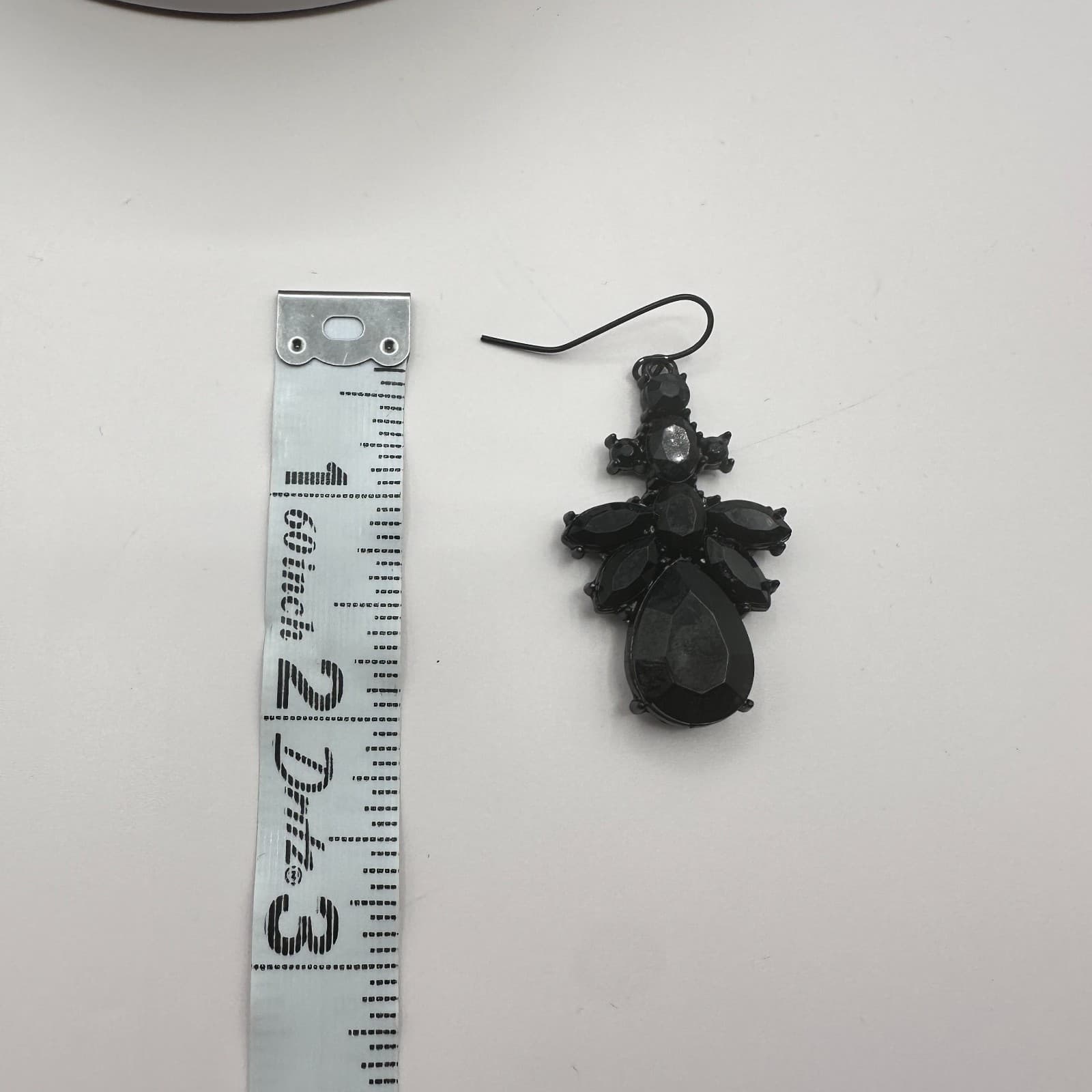 Vintage 90s Black Glass Stone Cluster Chandelier Earrings Statement Jewelry - Thumbnail 7