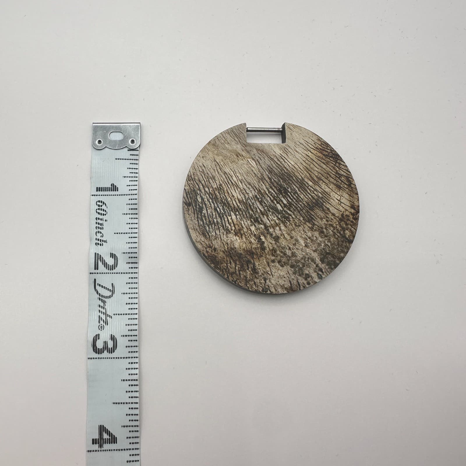 Vintage 90s Natural Petrified Wood Disc Pendant Organic Classic Fashion Jewelry - Thumbnail 7