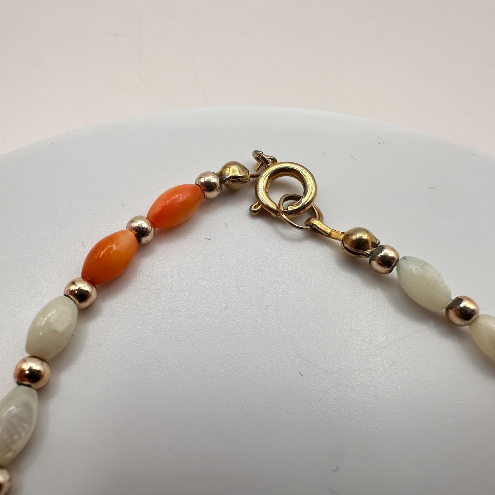 Vintage 90s Color-Full Pastel Glass Beaded Bracelet Gold Tone Classic Jewelry - Thumbnail 5