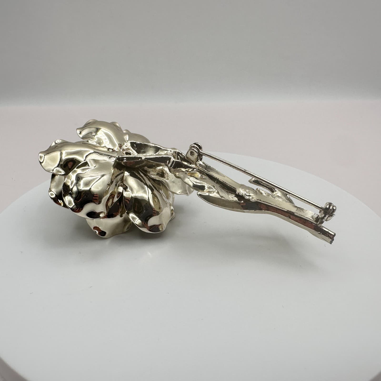 Vintage Y2K Gold Tone Rose Floral Brooch Pin Retro Women's Classic Jewelry - Thumbnail 7