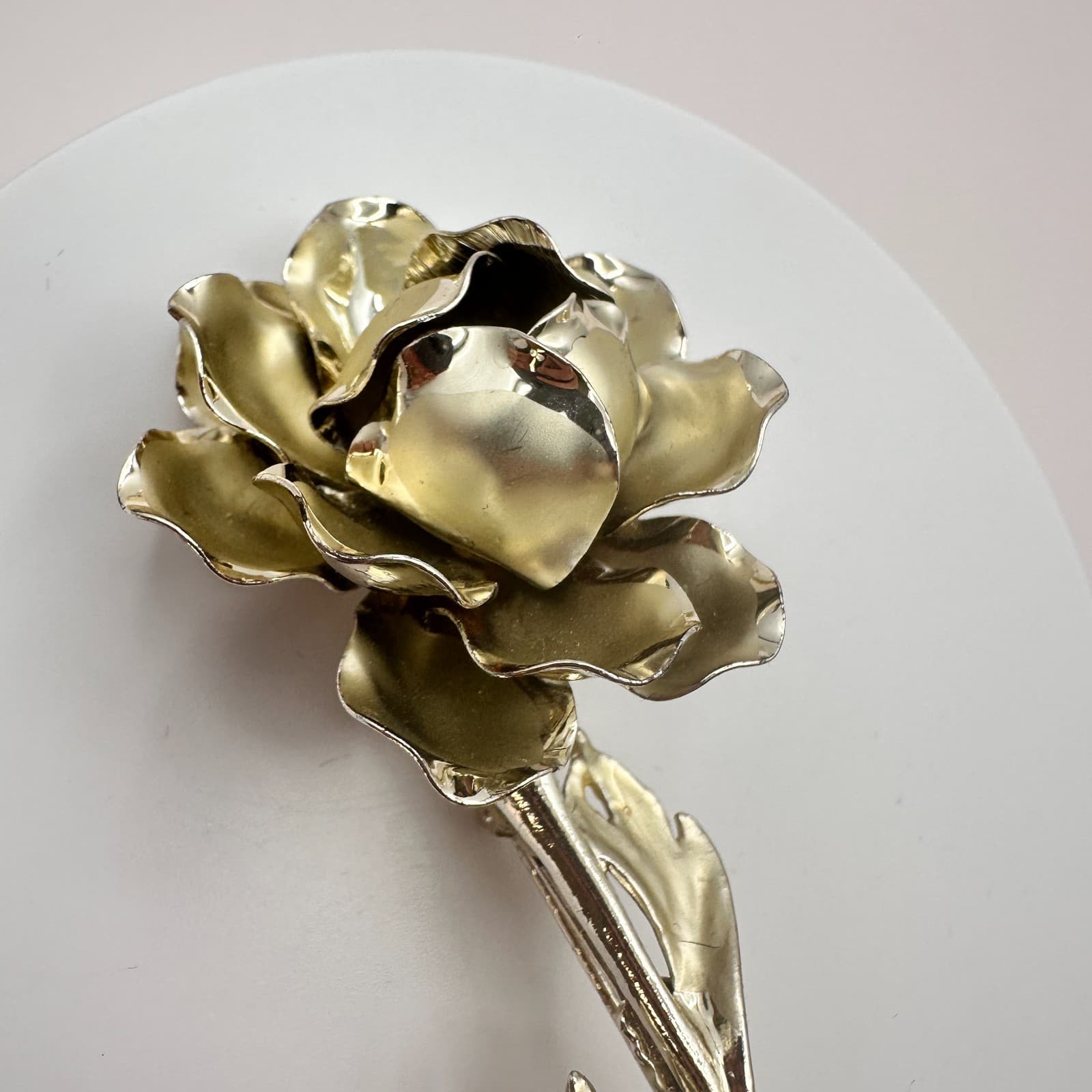 Vintage Y2K Gold Tone Rose Floral Brooch Pin Retro Women's Classic Jewelry - Thumbnail 6