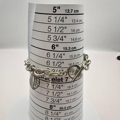 Vintage 90s Silver Tone Filigree Charm Bracelet Nature Leaf Floral Boho Jewelry - Thumbnail 8
