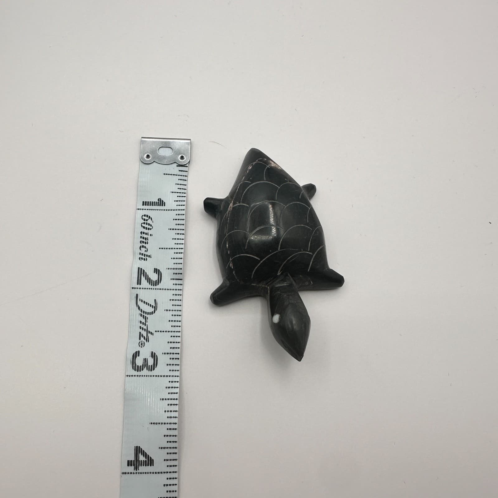 Vintage 90s Black Turtle Figurine Inlay Eyes Hand Carved Home Decor Accessories - Thumbnail 6