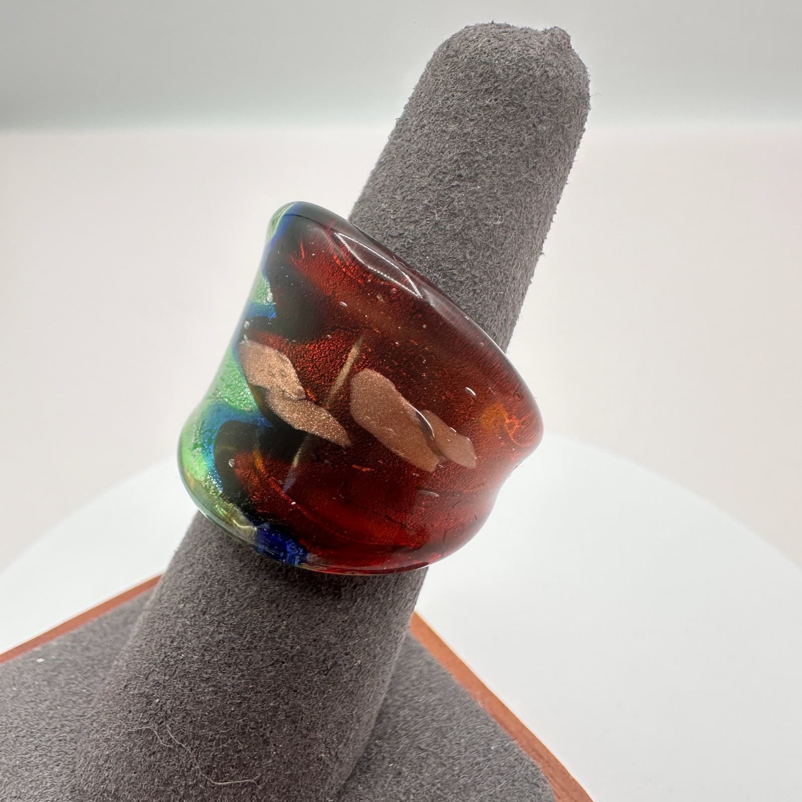 Vintage Y2K Polycrome Glass Statement Ring Size 6.5 Classic Jewelry - Thumbnail 3