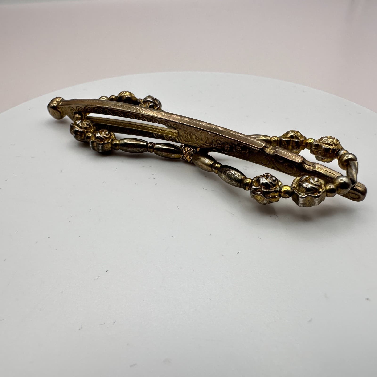 Vintage 90s Floral Barrette Hair Clip Beaded Women's Classic Fashion Jewelry - Thumbnail 7