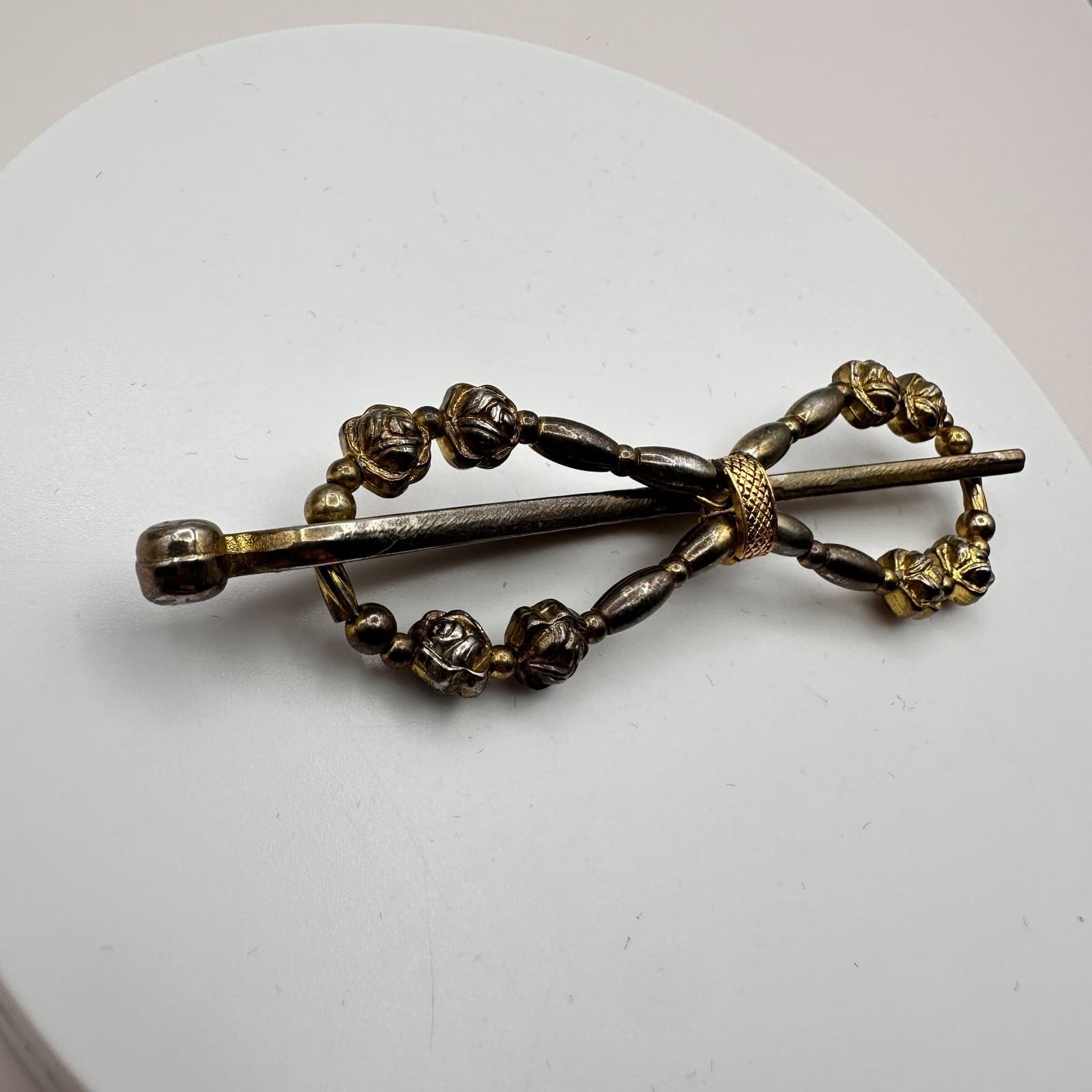 Vintage 90s Floral Barrette Hair Clip Beaded Women's Classic Fashion Jewelry - Thumbnail 3