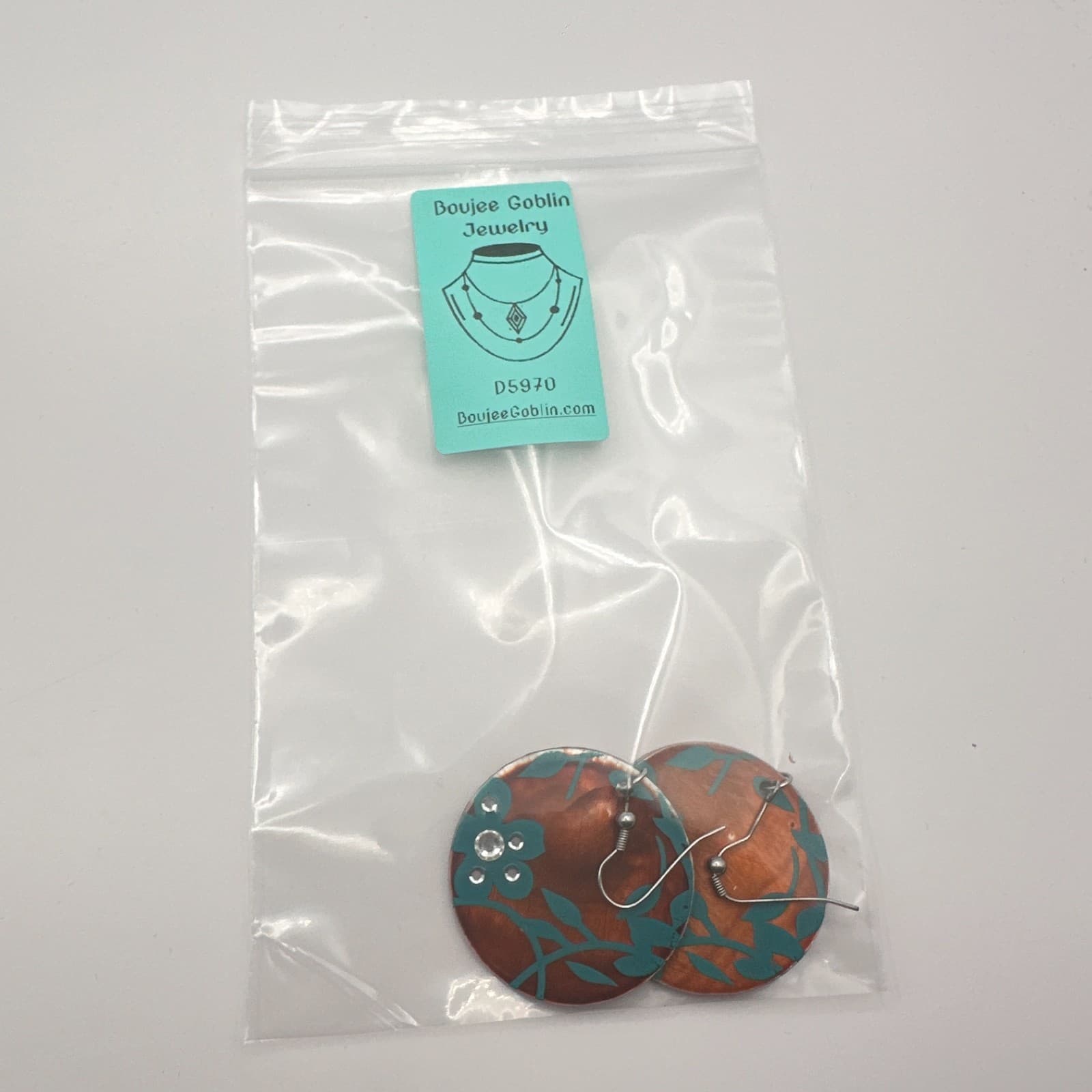 VTG 90s Silver Tone Teal Floral Round Dangle Earrings Women's Fashion Jewelry - Thumbnail 8