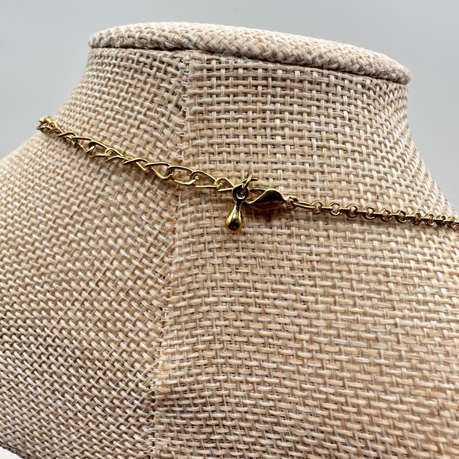 Vintage 90s Gold Tone Pearl Glass Necklace Pendant Retro Fashion Women's Jewelry - Thumbnail 7