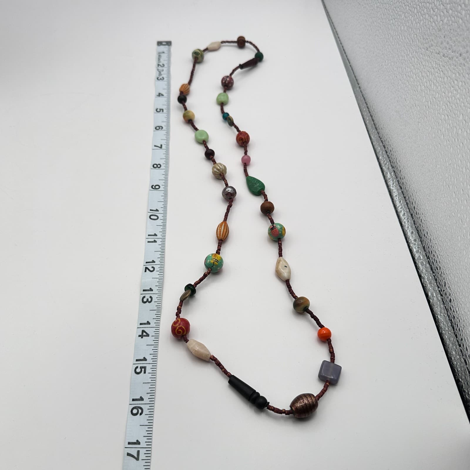Vintage 80s Artisan Beaded Statement Necklace Boho Chic Bohemian Piece Jewelry - Thumbnail 7