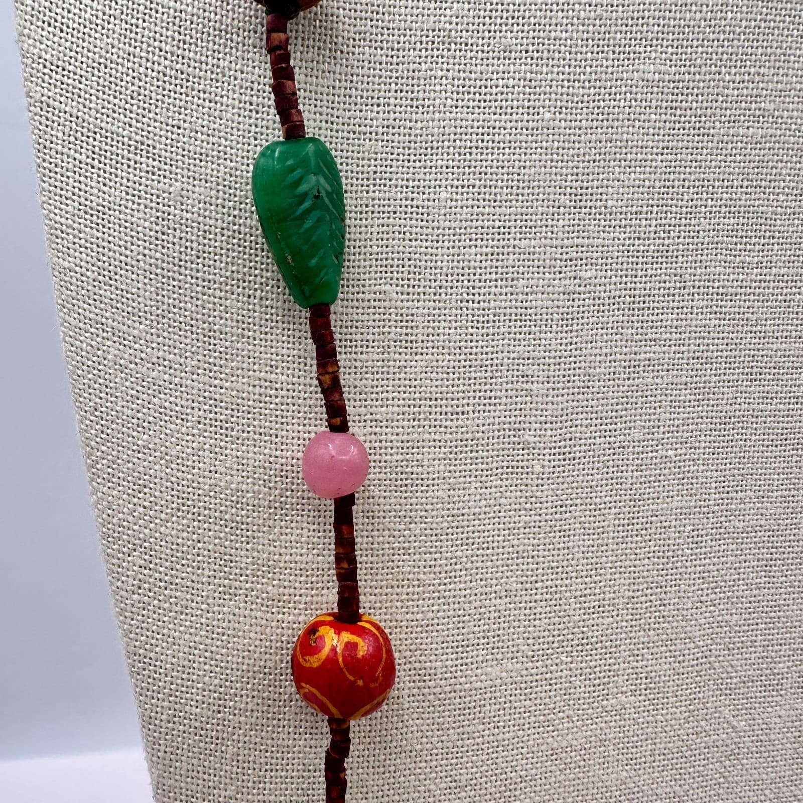Vintage 80s Artisan Beaded Statement Necklace Boho Chic Bohemian Piece Jewelry - Thumbnail 6
