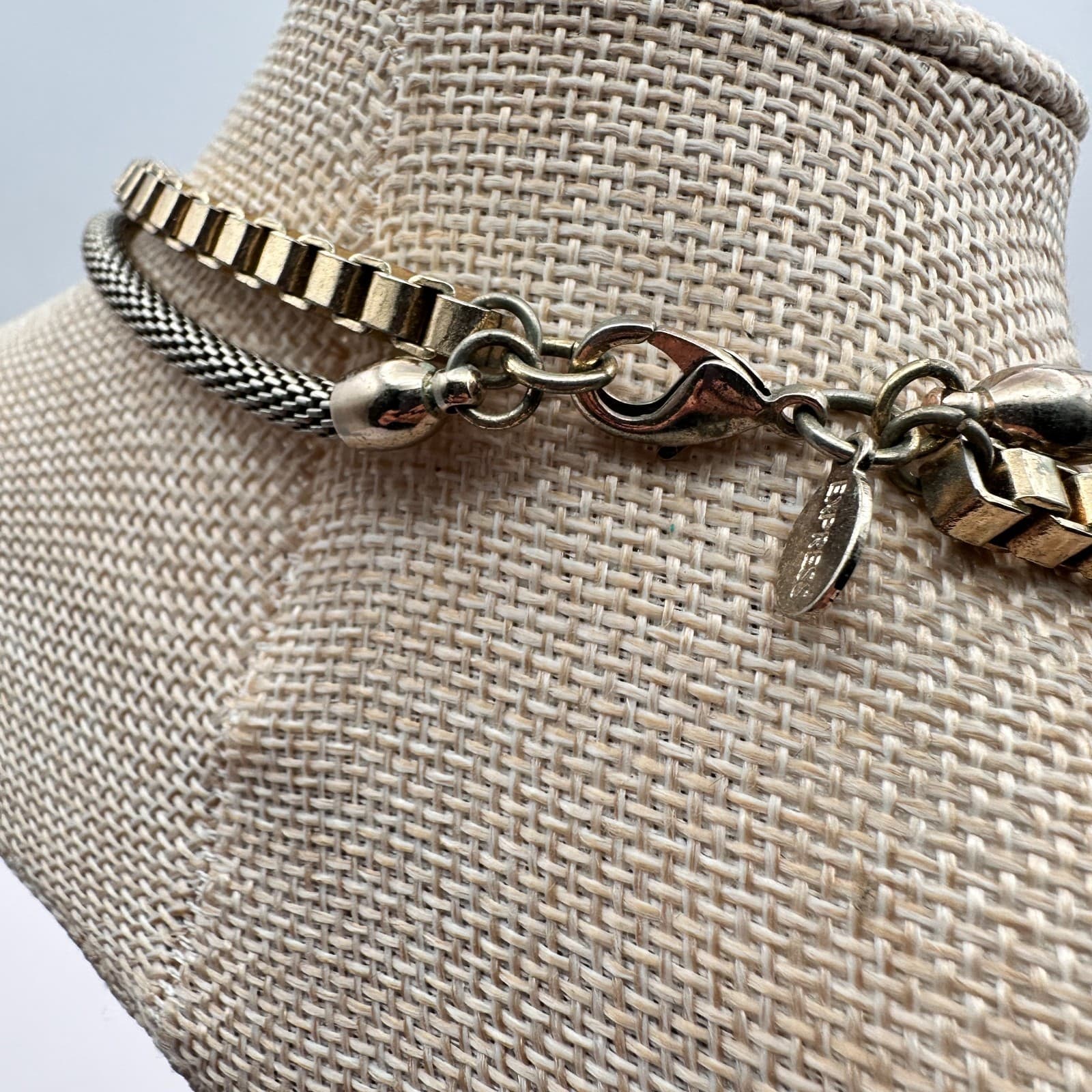 Vintage 90s Express Gold Tone Rhinestone Bib Necklace Statement Fashion Jewelry - Thumbnail 9