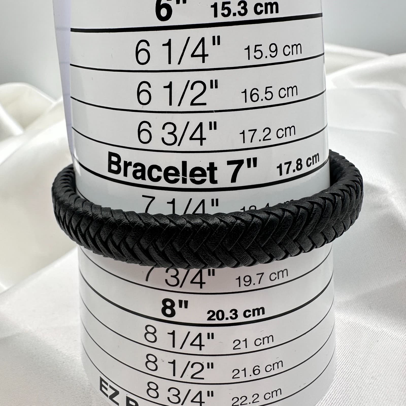Vintage 90s Silver Tone Braided Black Leather Bracelet Unisex Classic Jewelry - Thumbnail 8