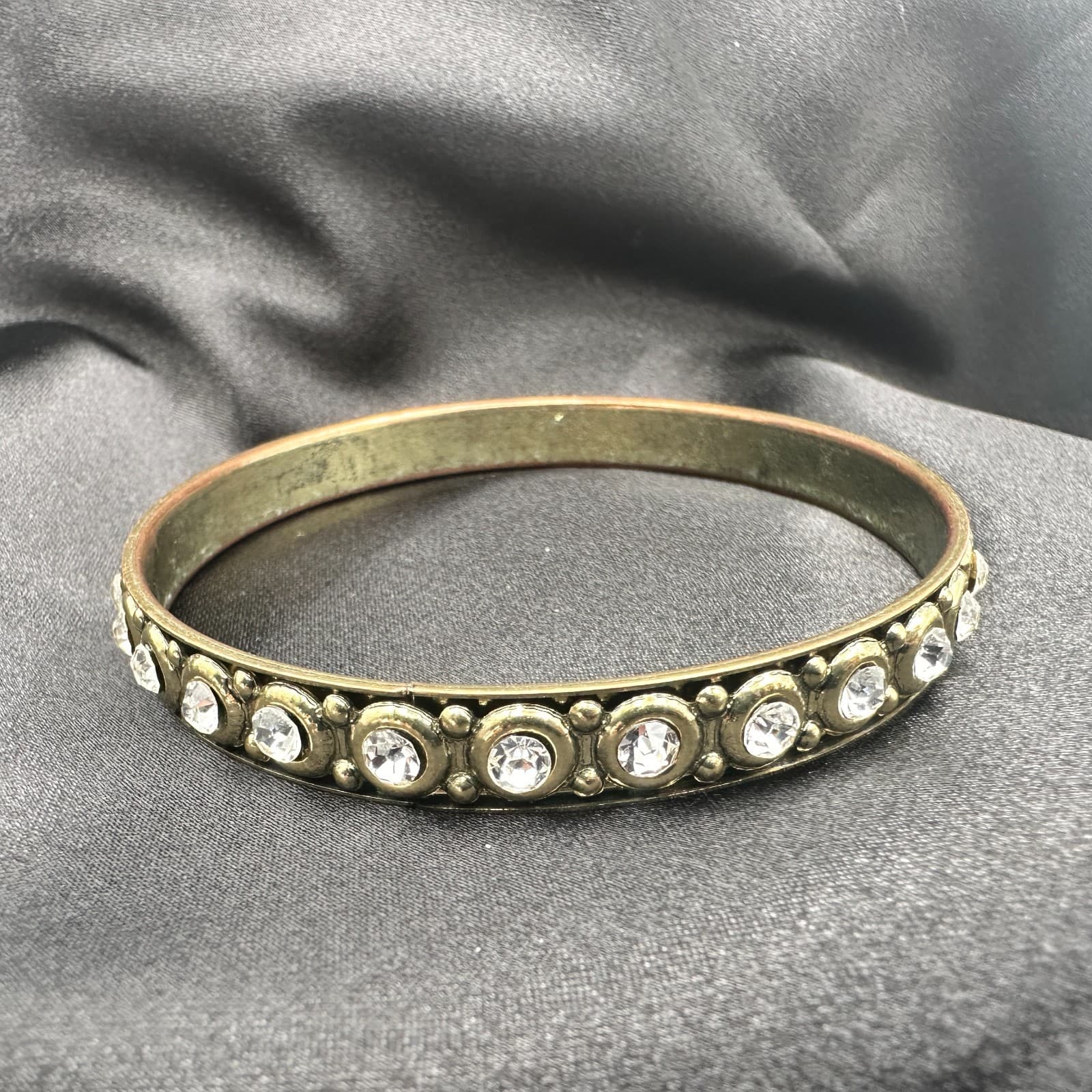 Vintage Y2K Gold Tone Clear Rhinestone Bracelet Women's Classic Fashion Jewelry - Thumbnail 5