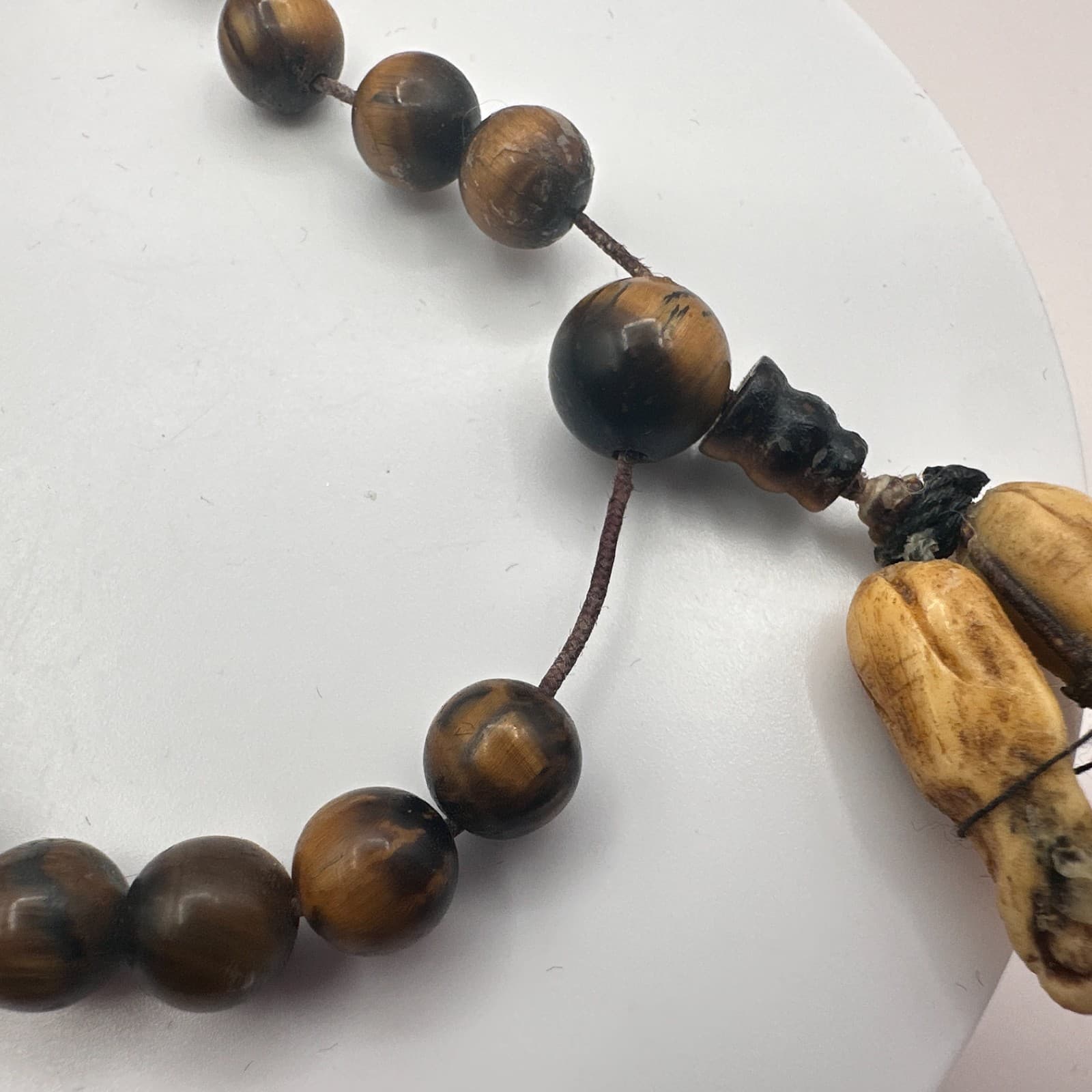 Vintage 90s Tiger Eye Beaded Charm Bracelet Women's Classic Fashion Jewelry - Thumbnail 6