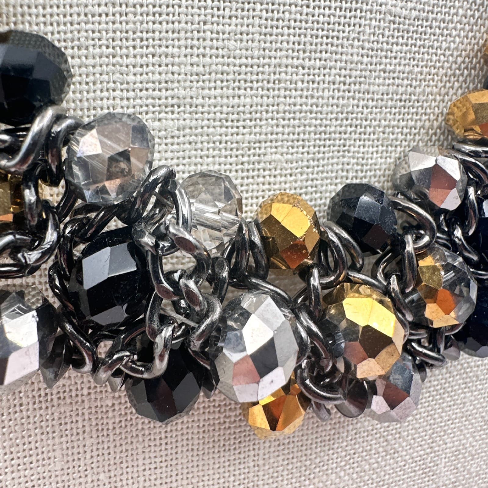 Vintage Y2K Chunky Multi Strand Beaded Statement Necklace Black Accents Jewelry - Thumbnail 5