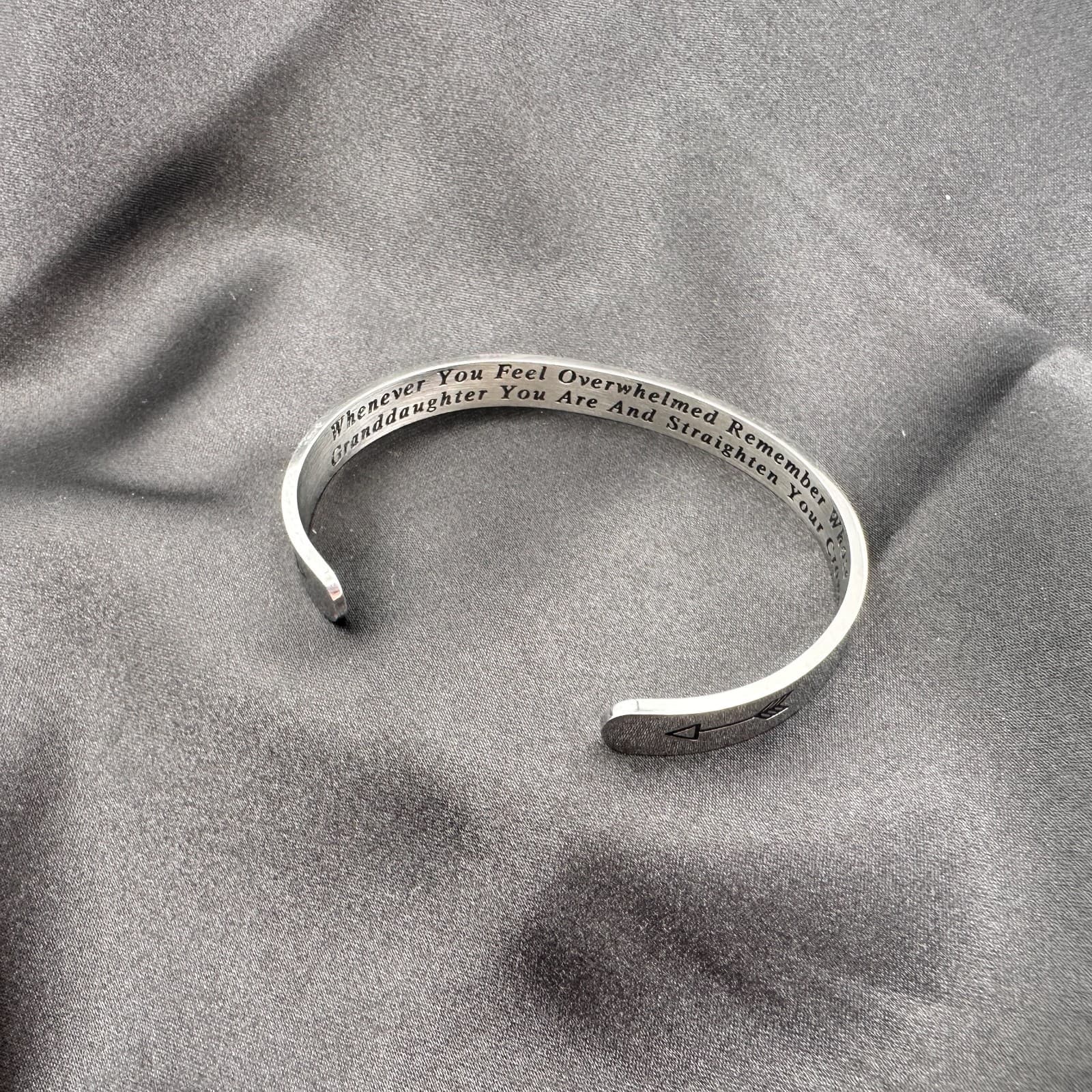 Vintage Y2K Silver Tone Straighten Your Crown Arrow Open Cuff Bracelet Jewelry - Thumbnail 8