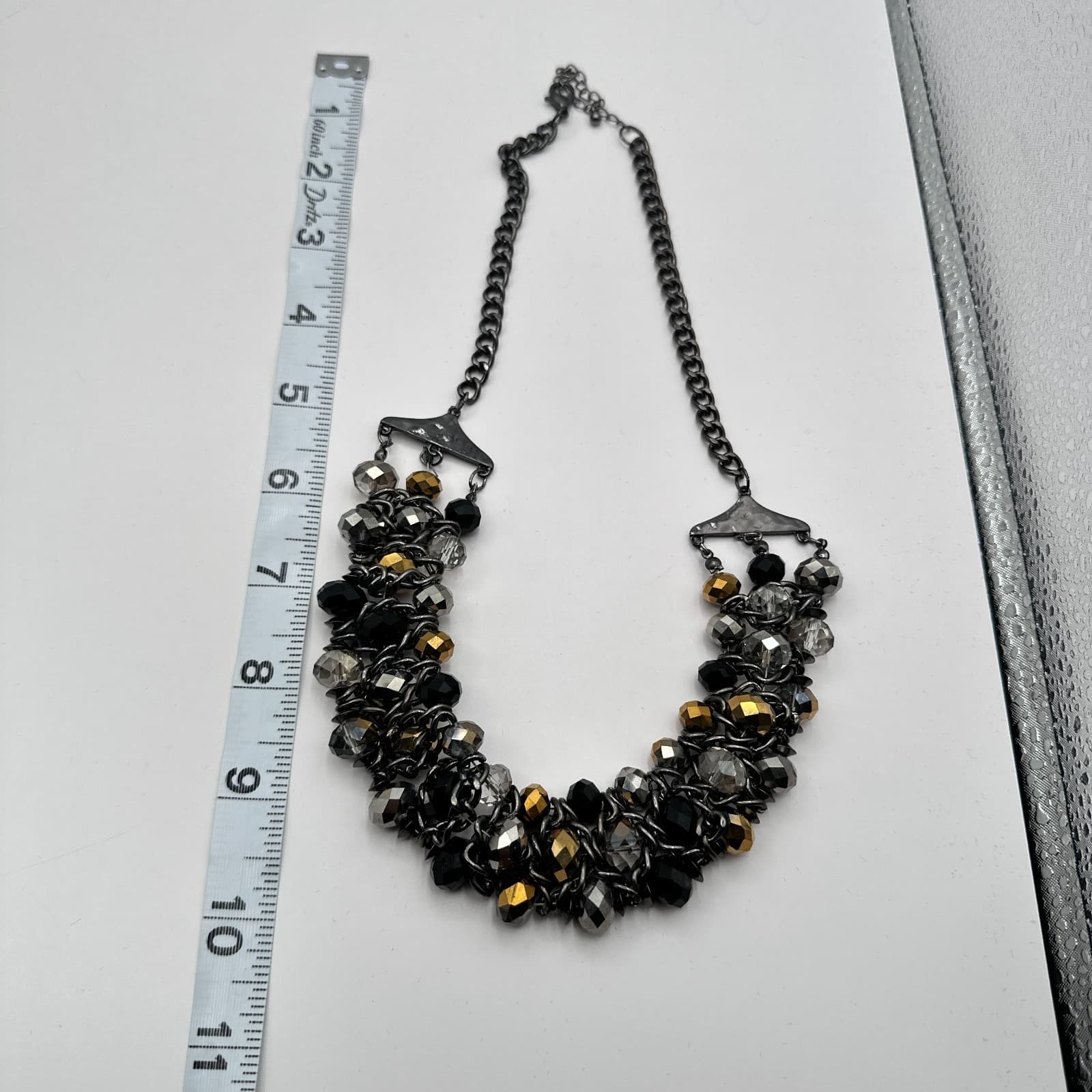 Vintage Y2K Chunky Multi Strand Beaded Statement Necklace Black Accents Jewelry - Thumbnail 8