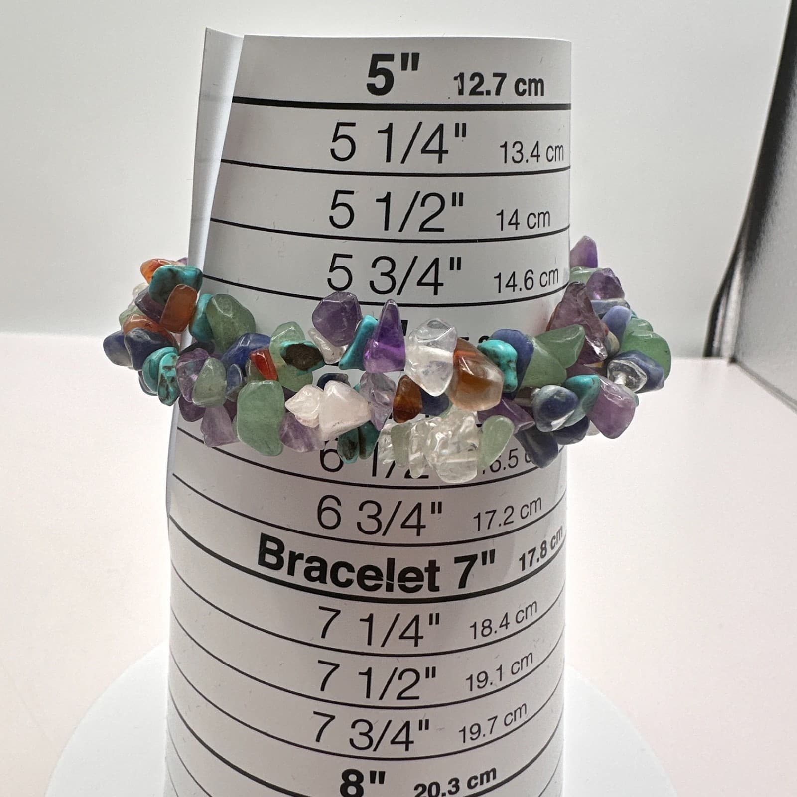 Vintage 70s Boho Stacked Chip Bracelet Amethyst Turquoise Rose Quartz Jewelry - Thumbnail 9