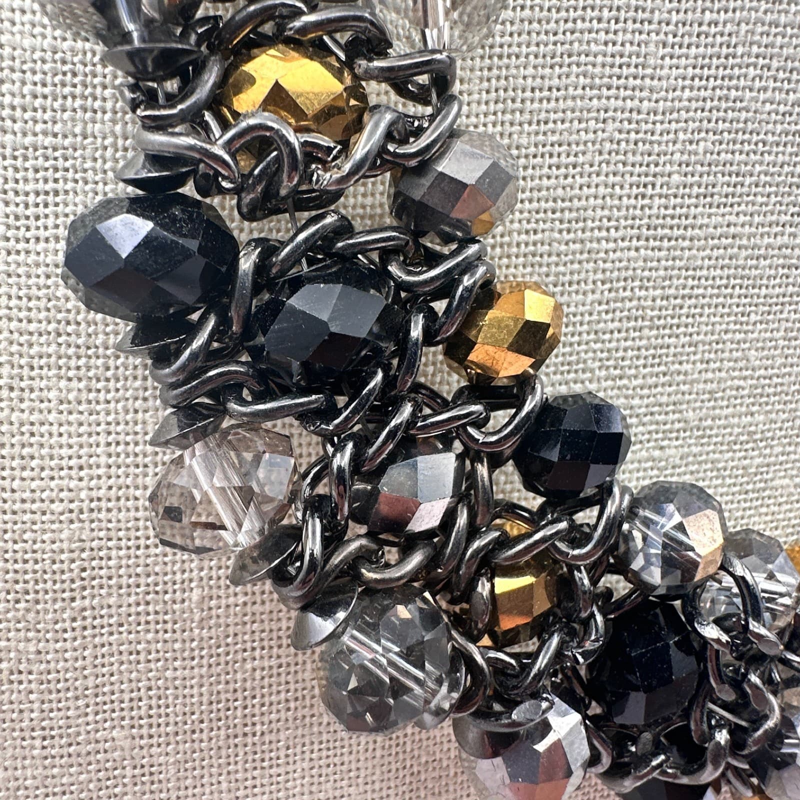 Vintage Y2K Chunky Multi Strand Beaded Statement Necklace Black Accents Jewelry - Thumbnail 6