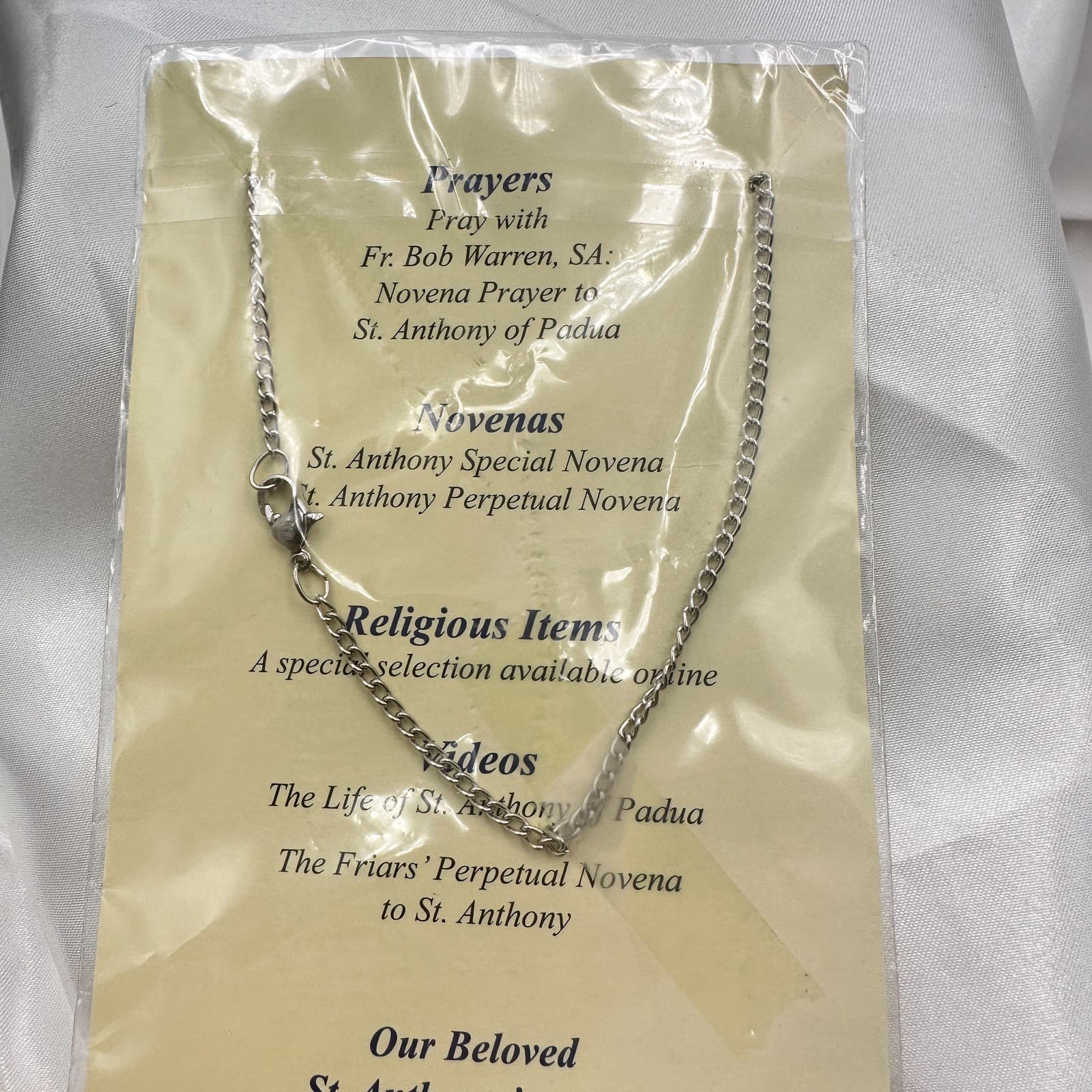 Vintage 90s St. Anthony Religious Medal Necklace Silver Tone Catholic Prayer - Thumbnail 5