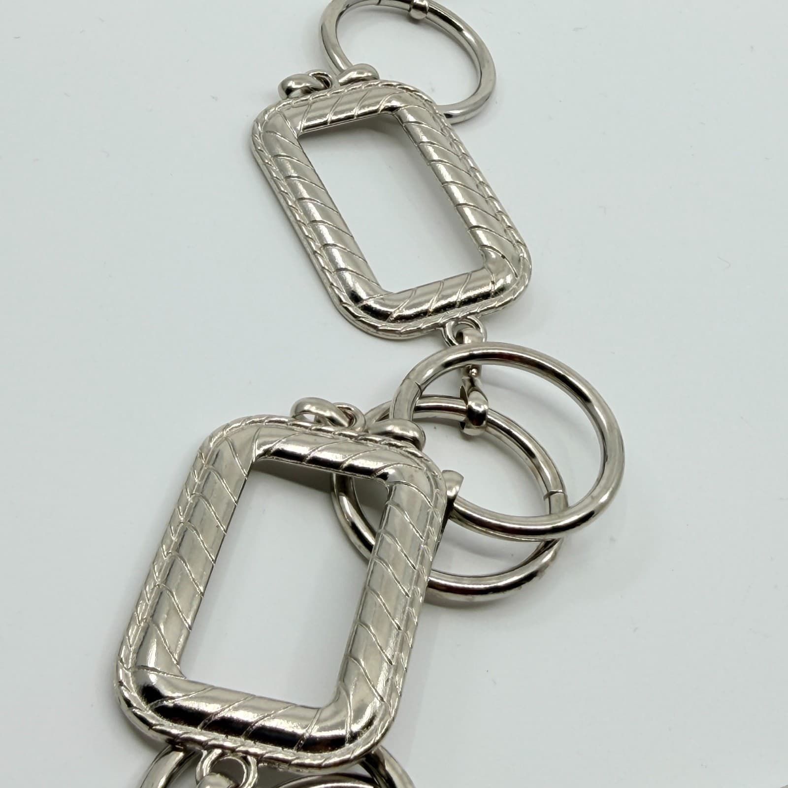 Vintage Silver Tone Chunky Chain Necklace Geometric Square Link Statement Y2K - Thumbnail 3