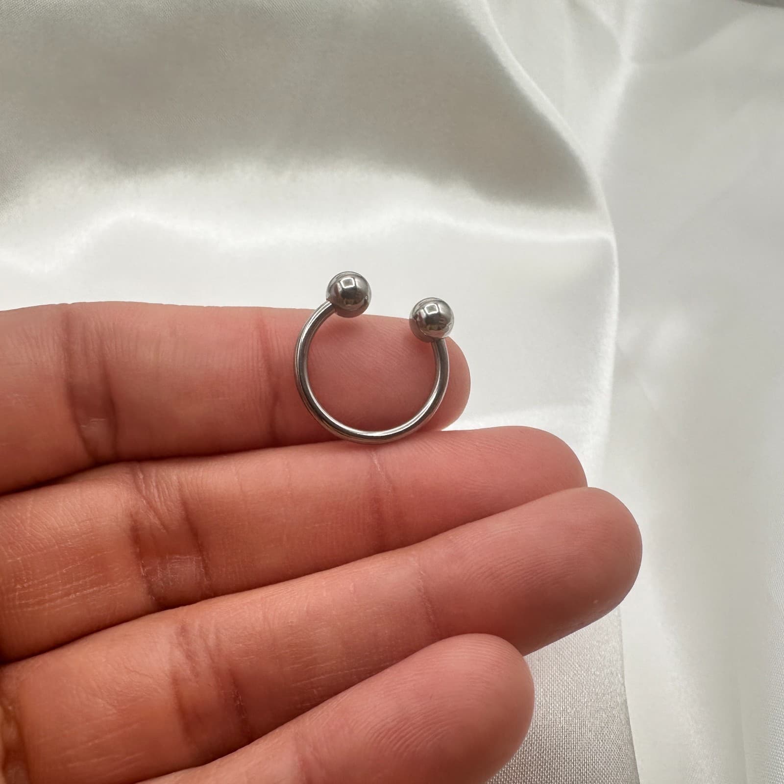 Vintage 80s Silver Tone Double Ball Open Ring Adjustable Minimalist Jewelry - Thumbnail 4
