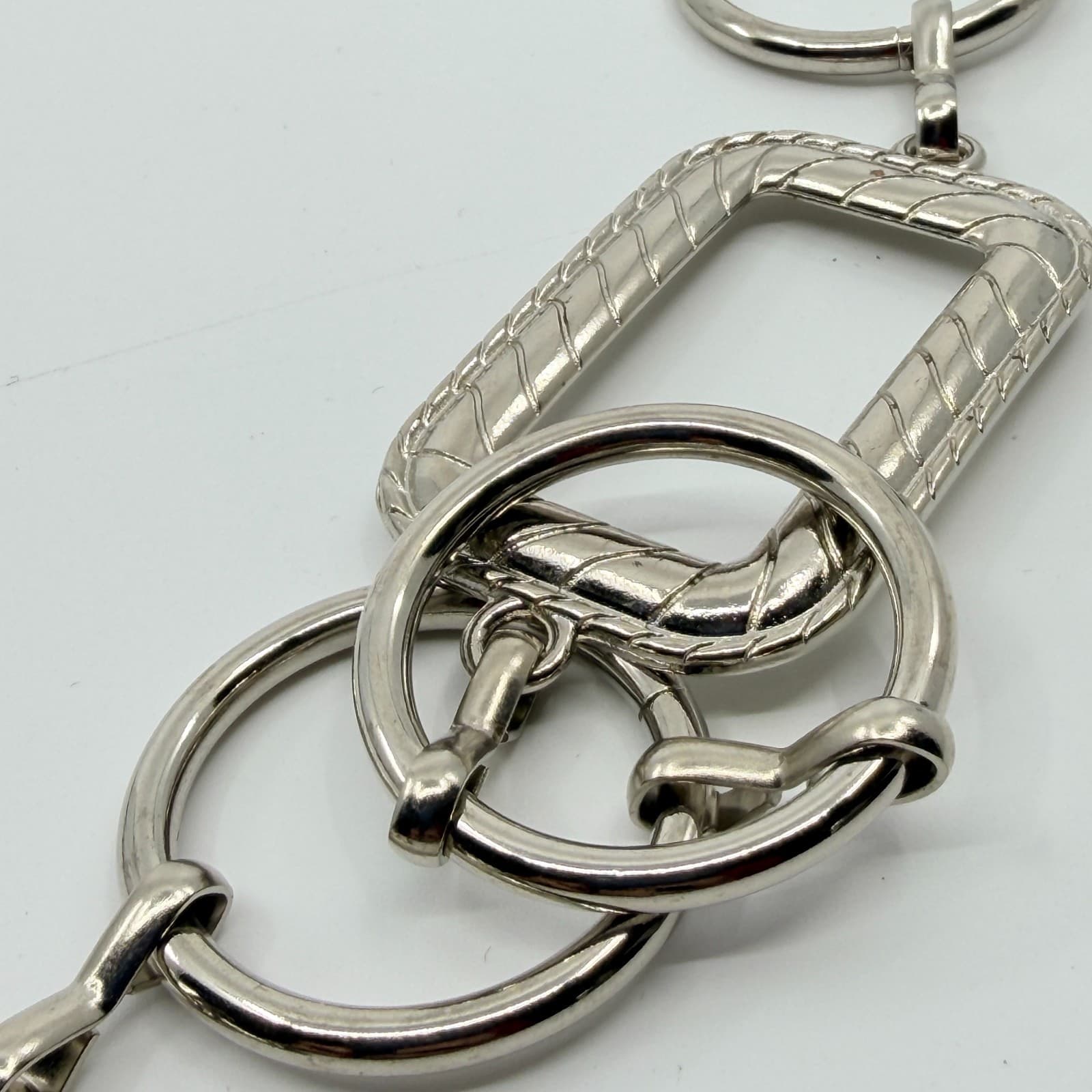 Vintage Silver Tone Chunky Chain Necklace Geometric Square Link Statement Y2K - Thumbnail 4