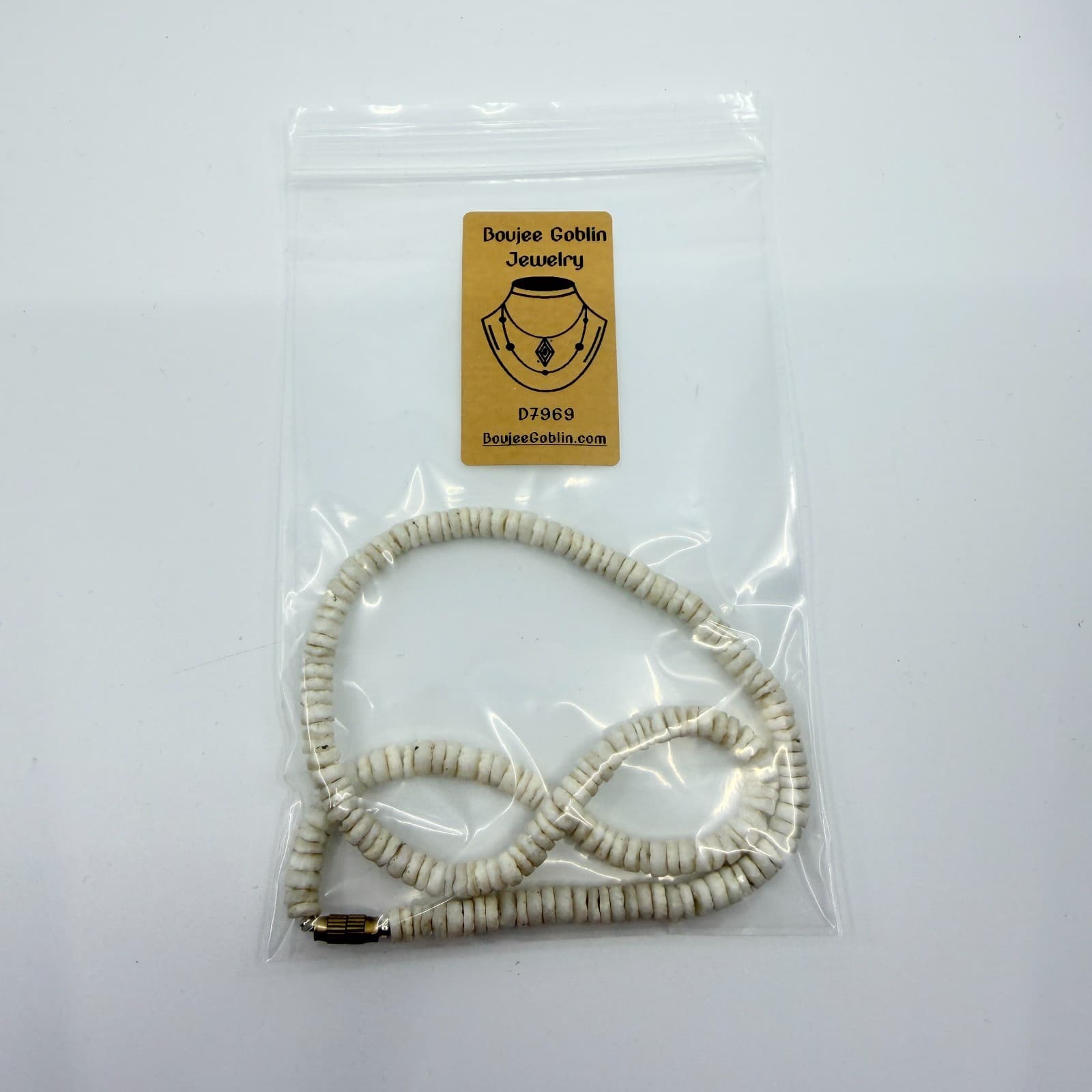 Vintage White Heishi Bead Necklace Cream Shell Strand Choker Statement Boho Y2K - Thumbnail 10