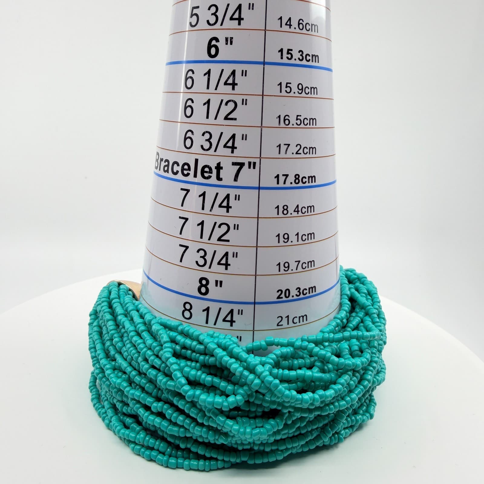 Vintage Gold Tone Simulated Turquoise Multi Strand Seed Bead Necklace Retro 90s - Thumbnail 9