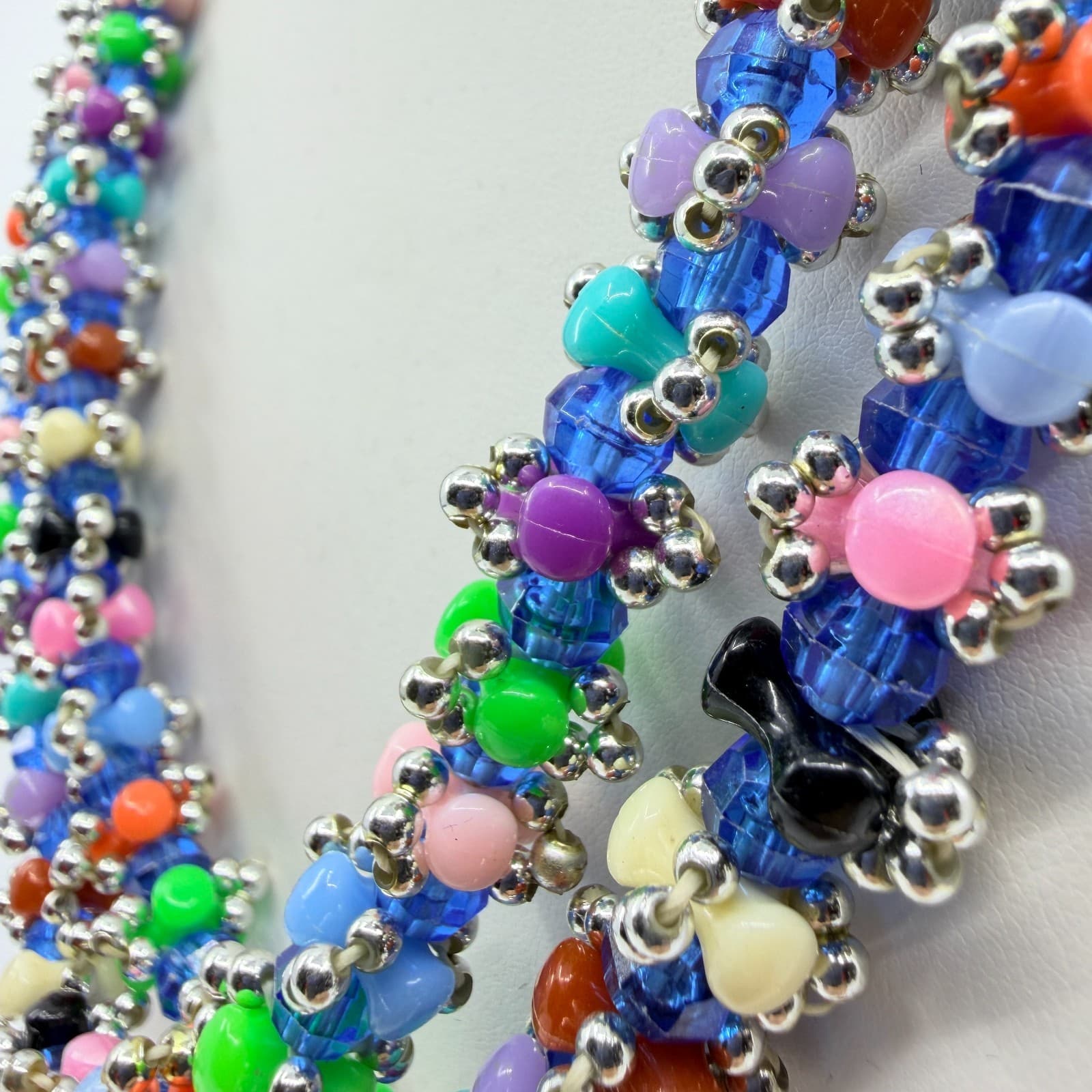 Vintage Multi Color Seed Bead Necklace Chunky Multi Strand Cluster Statement 90s - Thumbnail 7