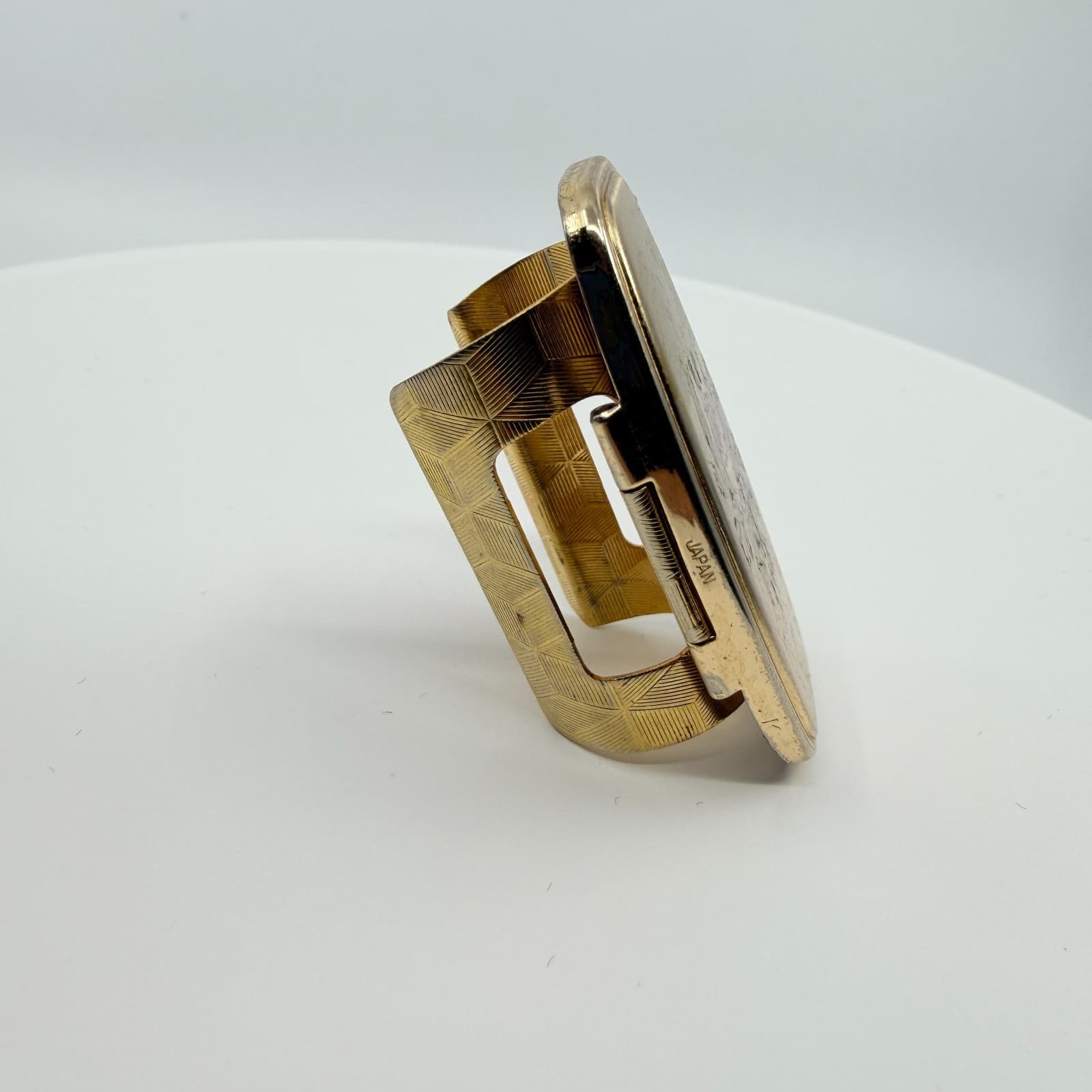 Vintage Gold Tone Painted Rose Scarf Ring Slide Floral Retro Ornate Elegant 90s - Thumbnail 2