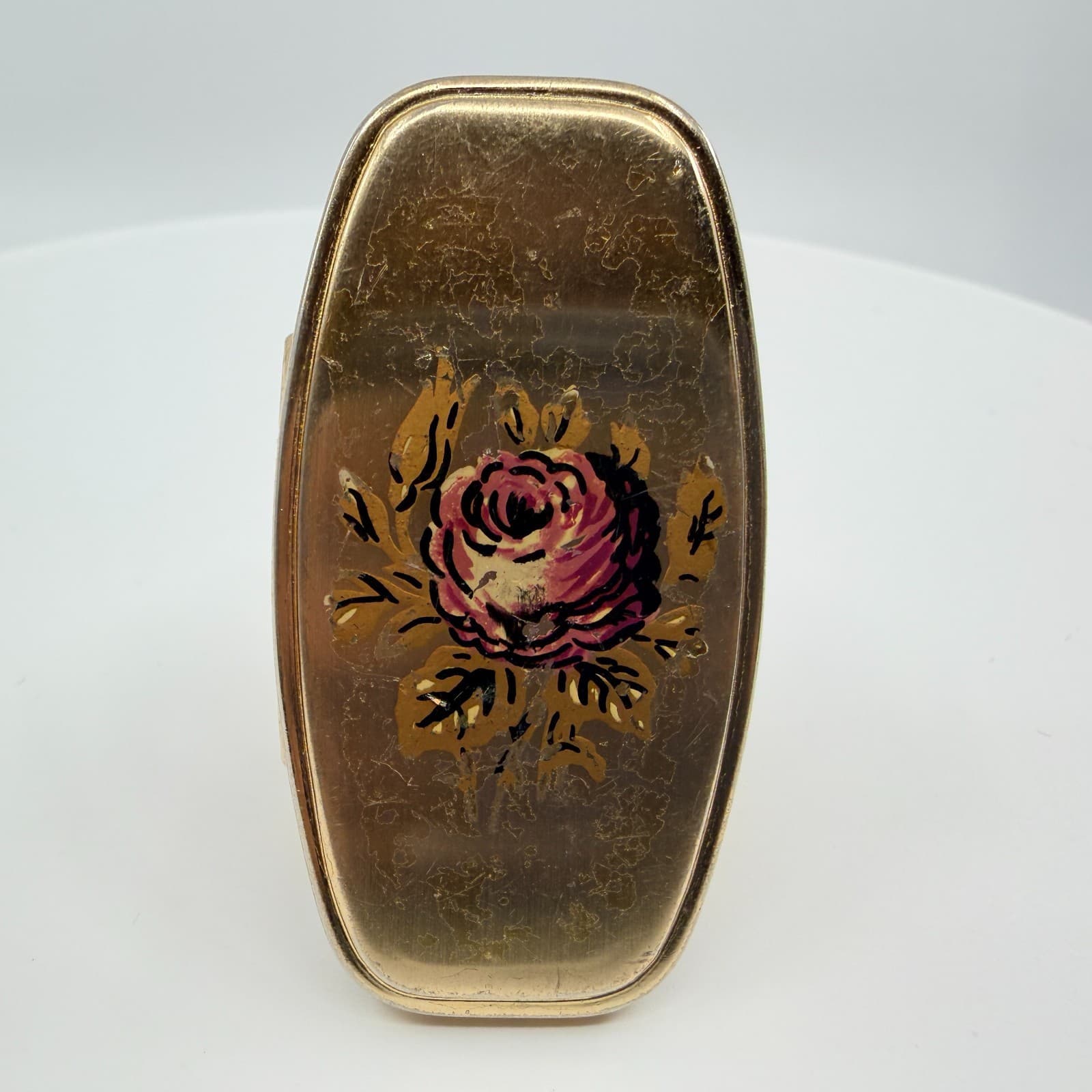 Vintage Gold Tone Painted Rose Scarf Ring Slide Floral Retro Ornate Elegant 90s - Thumbnail 5