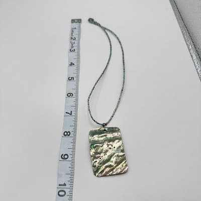 Vintage Y2K Silver Tone Abalone Shell Beaded Pendant Necklace Women's Jewelry - Thumbnail 8