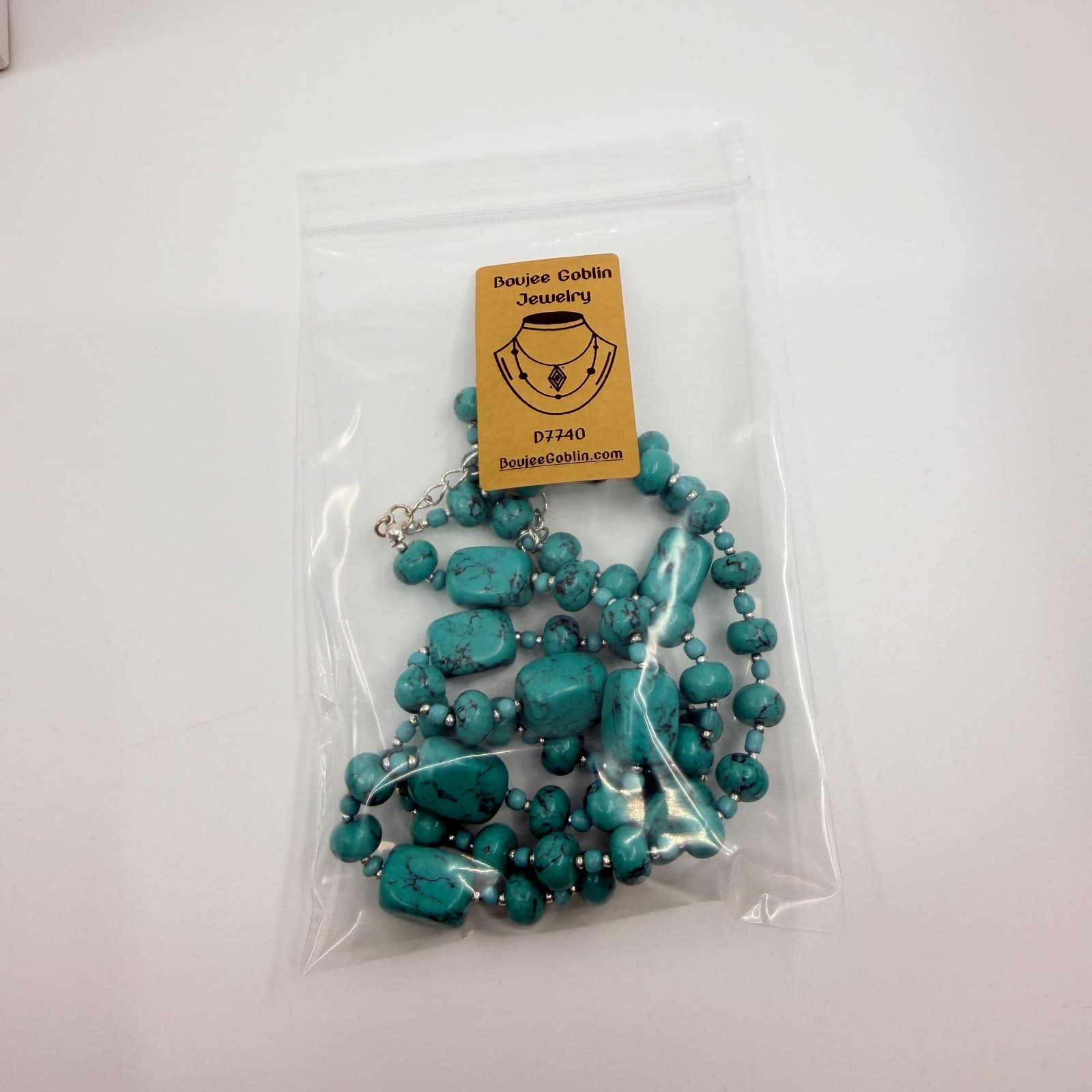 Vintage Silver Tone Simulated Turquoise Multi Strand Chunky Bead Necklace Boho - Thumbnail 12