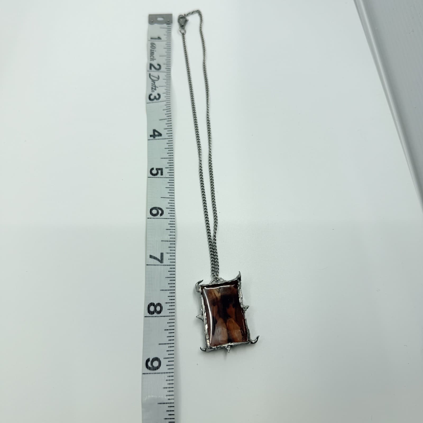 Vintage Silver Tone BJD Doll Photo Pendant Necklace Spike Thorn Retro Grunge 90s - Thumbnail 8