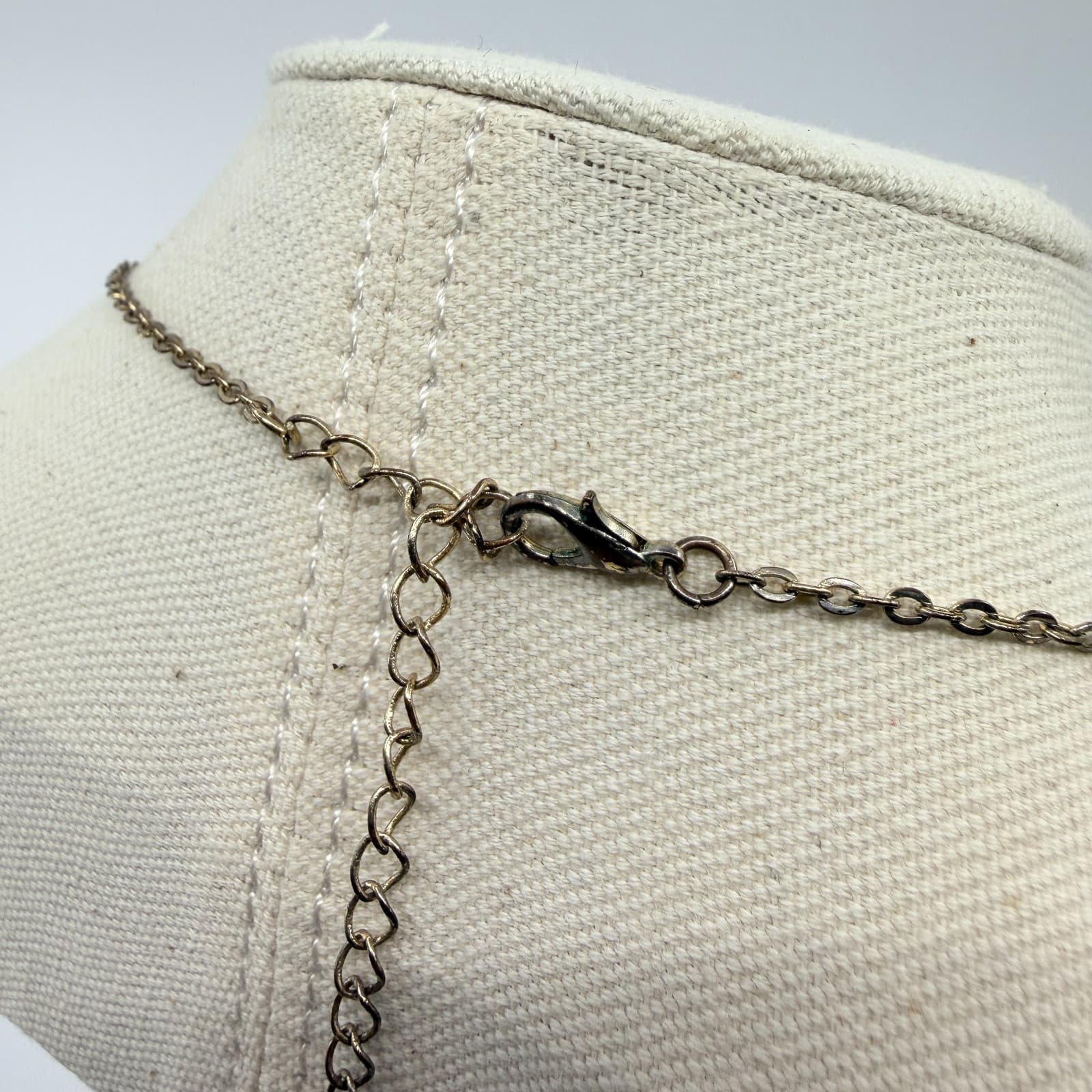 Vintage Bronze Tone Simulated Sodalite Blue Stone Pendant Necklace Boho Retro - Thumbnail 7