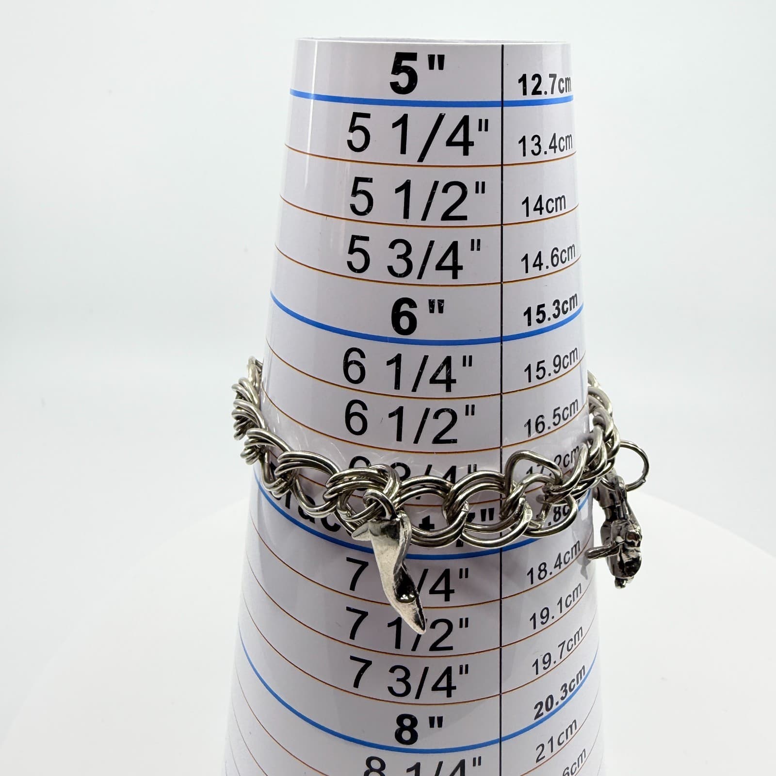 Vintage Silver Tone Multi Charm Bracelet Camera Shoe Car Dancing Couple Retro - Thumbnail 9