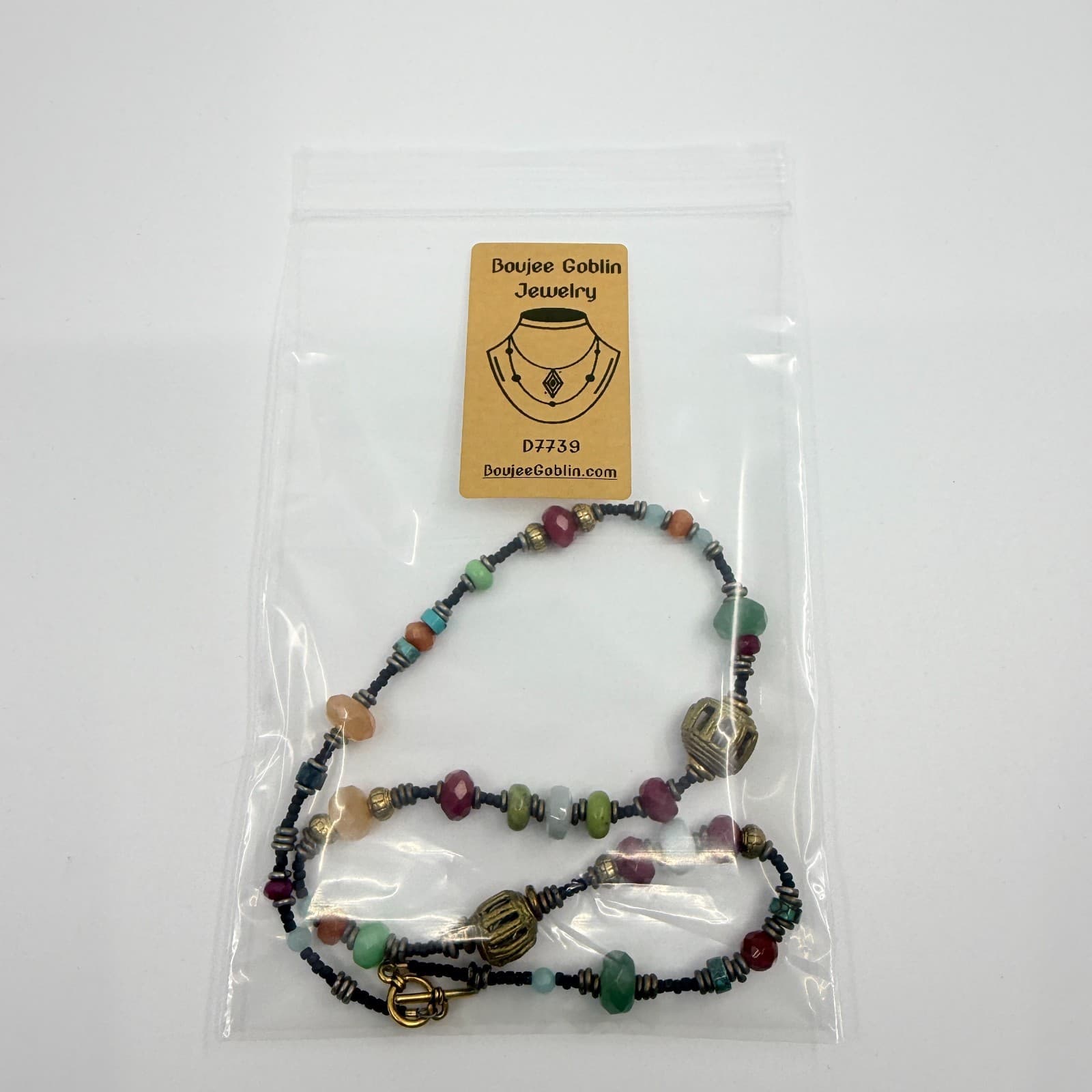 Vintage Gold Tone Multi Color Faceted Bead Cage Bead Necklace Boho Retro Ornate - Thumbnail 12