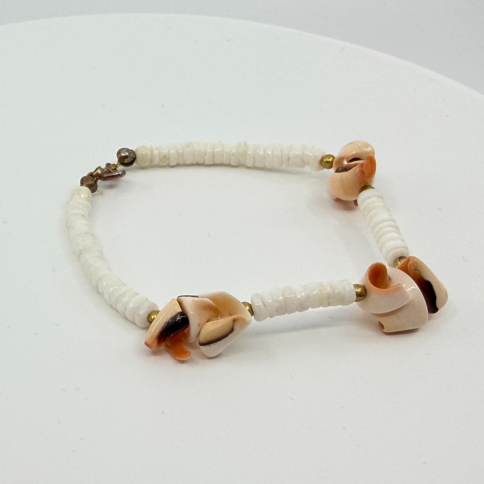 Vintage Natural Puka Shell Necklace Choker Cut Clam Conch Shell Beachy Boho 90s - Thumbnail 7