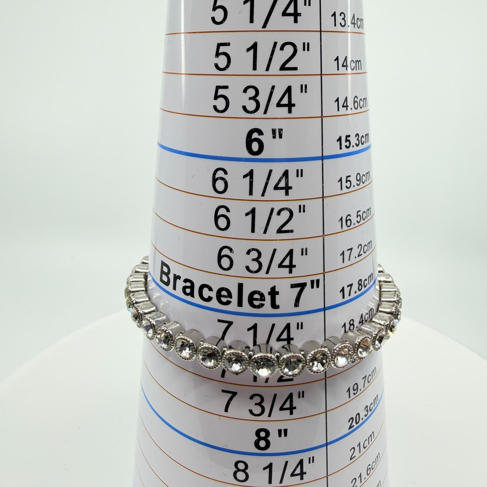 Vintage Silver Tone Rhinestone Tennis Bracelet Adjustable Slider Bolo Statement - Thumbnail 8