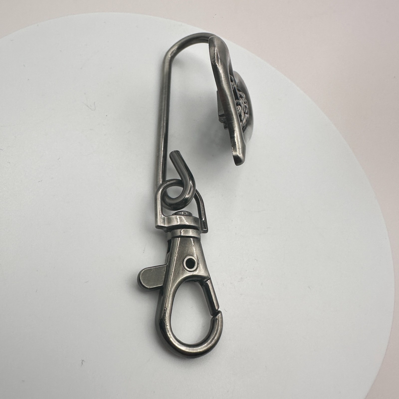 Vintage 90s Silver Tone Filigree Open Heart Key Finder Purse Hook Accessory - Thumbnail 4