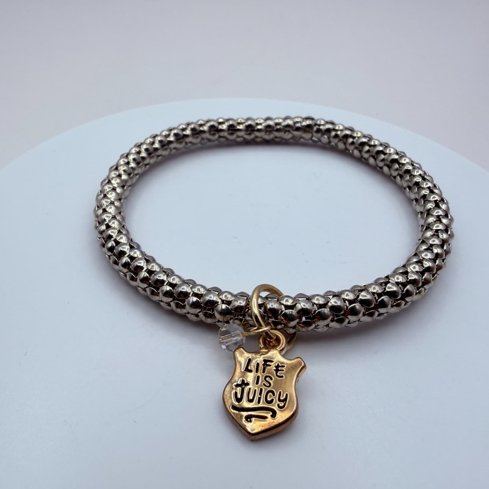 Vintage 90s Silver Tone Life is Juicy Charm Bracelet Women's Classic Jewelry - Thumbnail 4