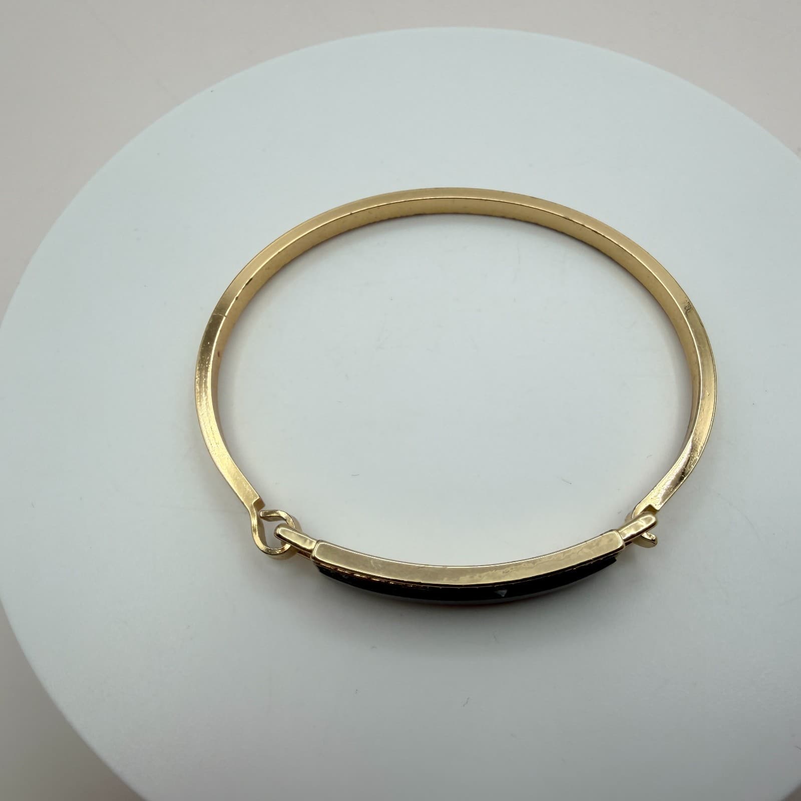 Vintage Y2K Gold Tone Black Enamel Bracelet Bangle Women's Classic Jewelry - Thumbnail 5