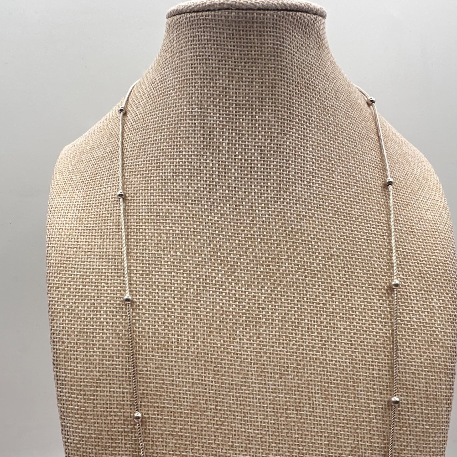 Vintage 90s Silver Tone Rope Chain Station Necklace Retro Women's Jewelry - Thumbnail 5