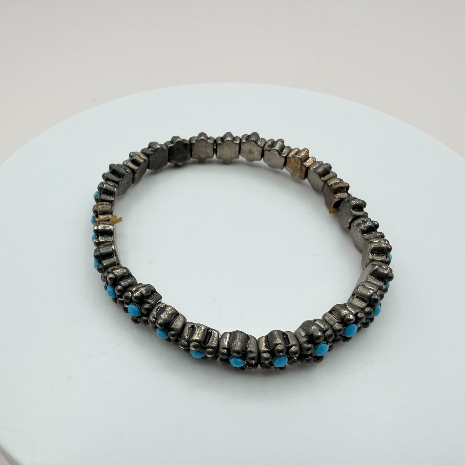 Vintage Y2K Blue Beaded Stretch Bracelet Boho Women's Classic Fashion Jewelry - Thumbnail 4