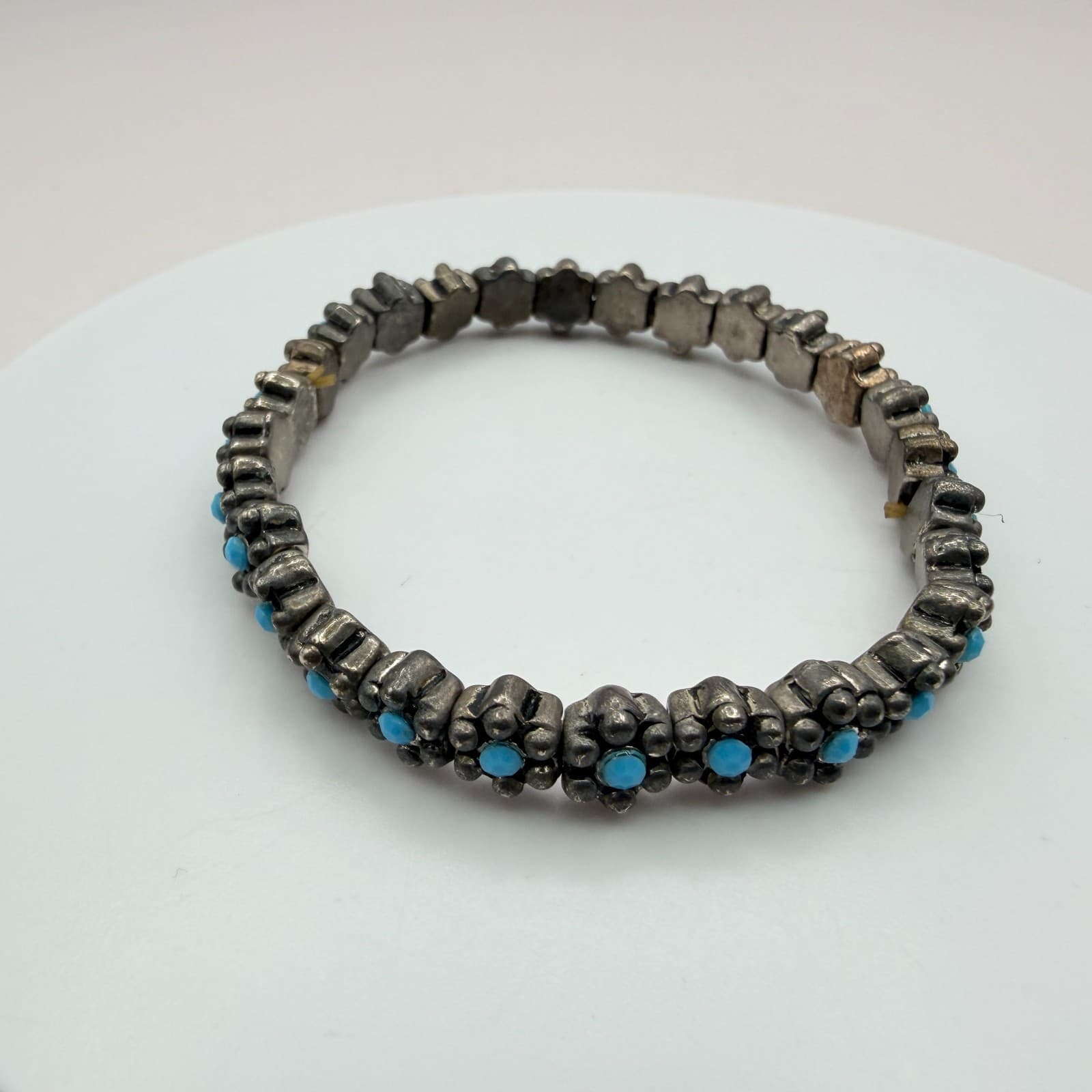 Vintage Y2K Blue Beaded Stretch Bracelet Boho Women's Classic Fashion Jewelry - Thumbnail 8
