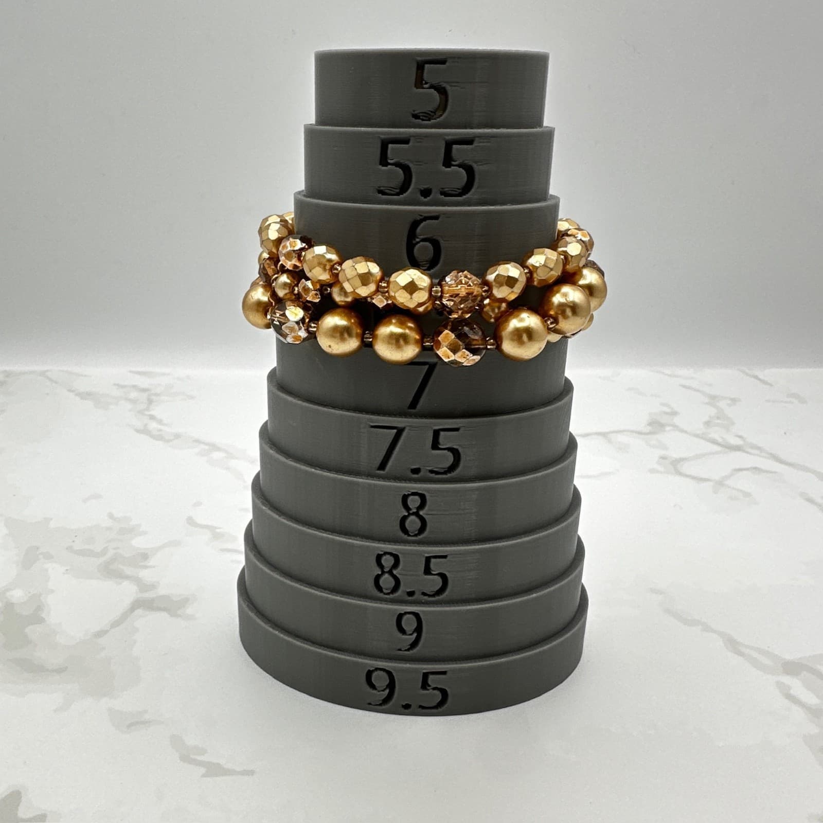 Vintage Gold-Tone Classic Stretch Triple-Strand Faceted Beads Torsade Bracelet - Thumbnail 7